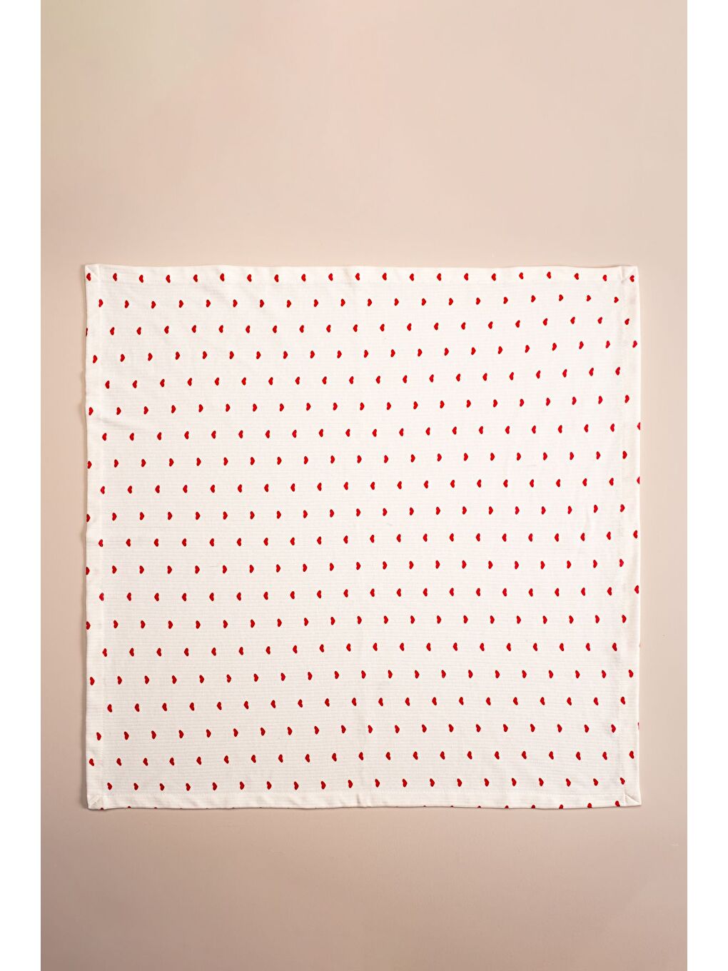 Kırmızı Kalp Desenli Battaniye  90 x 90  Ebat Yumuşak Organik Pamuk Battaniye-3