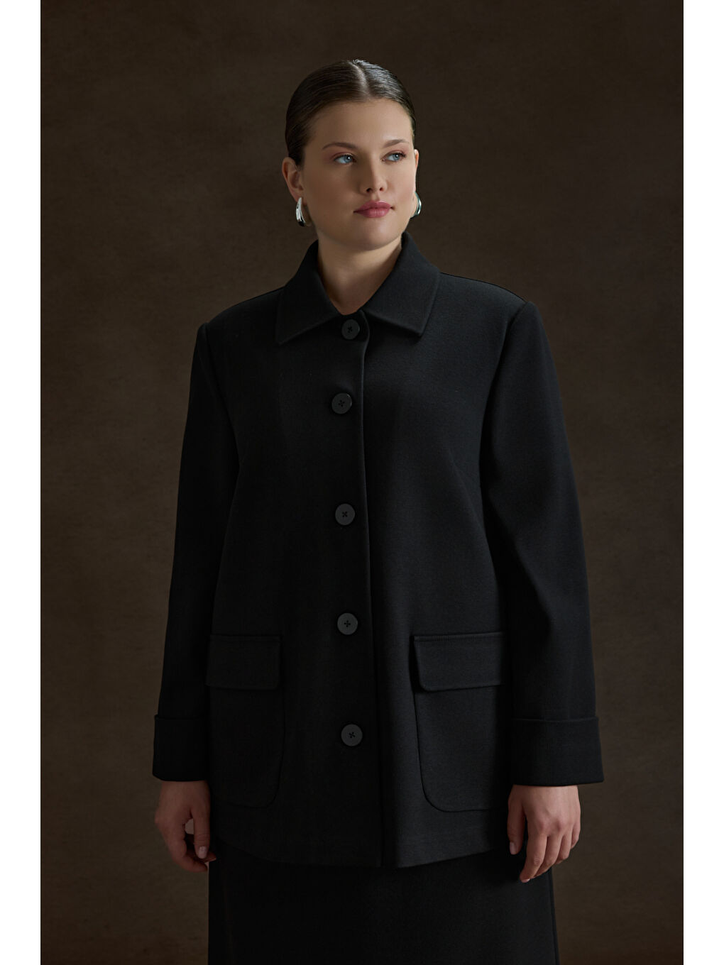 Siyah Viscon İçerikli Hırka-1