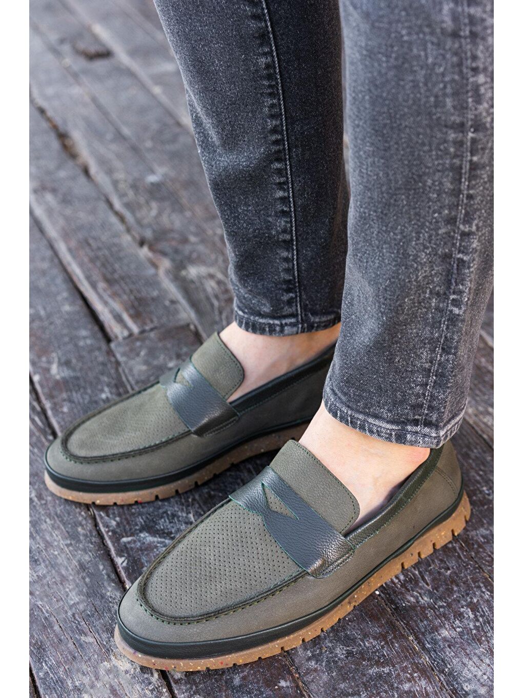 BLOOM 3FX Haki Erkek Loafer-1