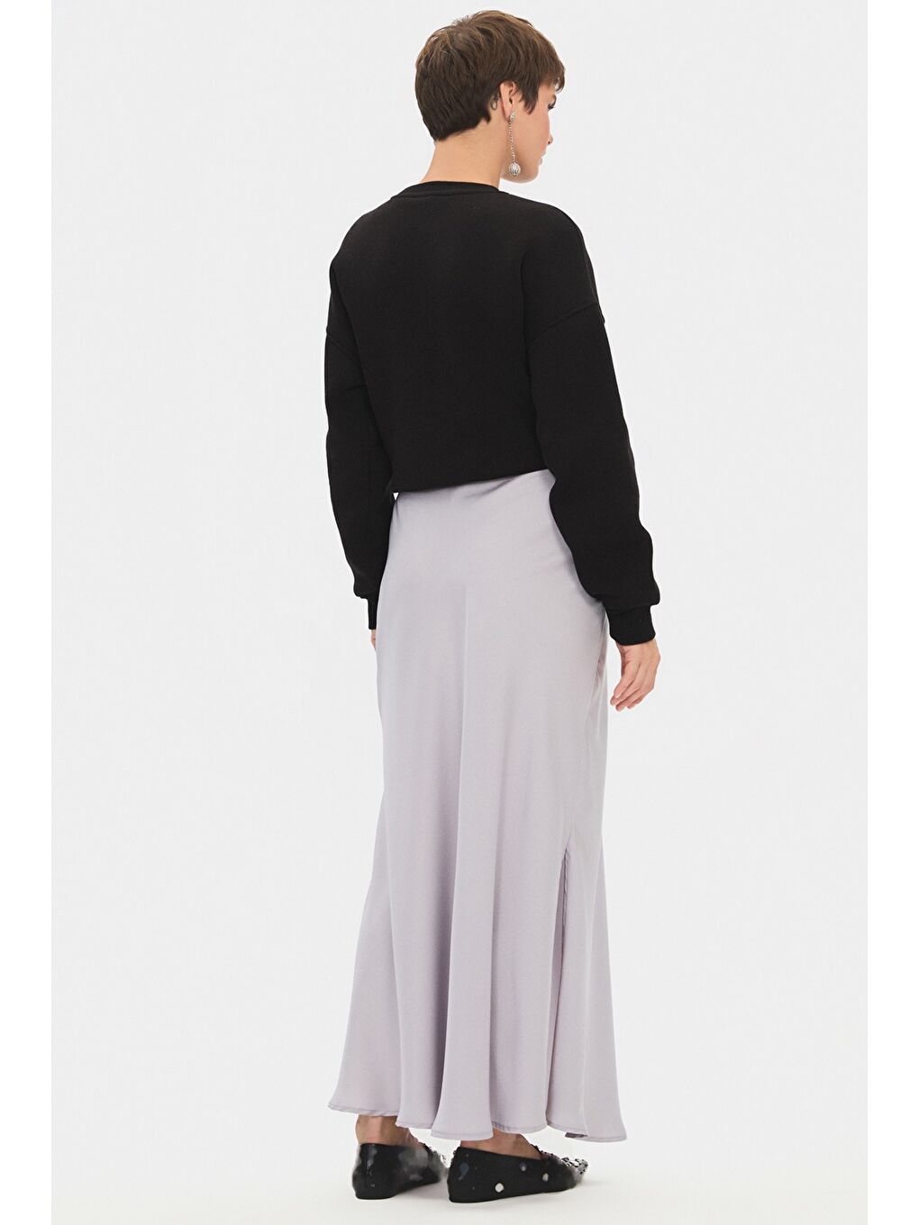 Beyaz Kadın Modal Karışımlı Midi Etek-1