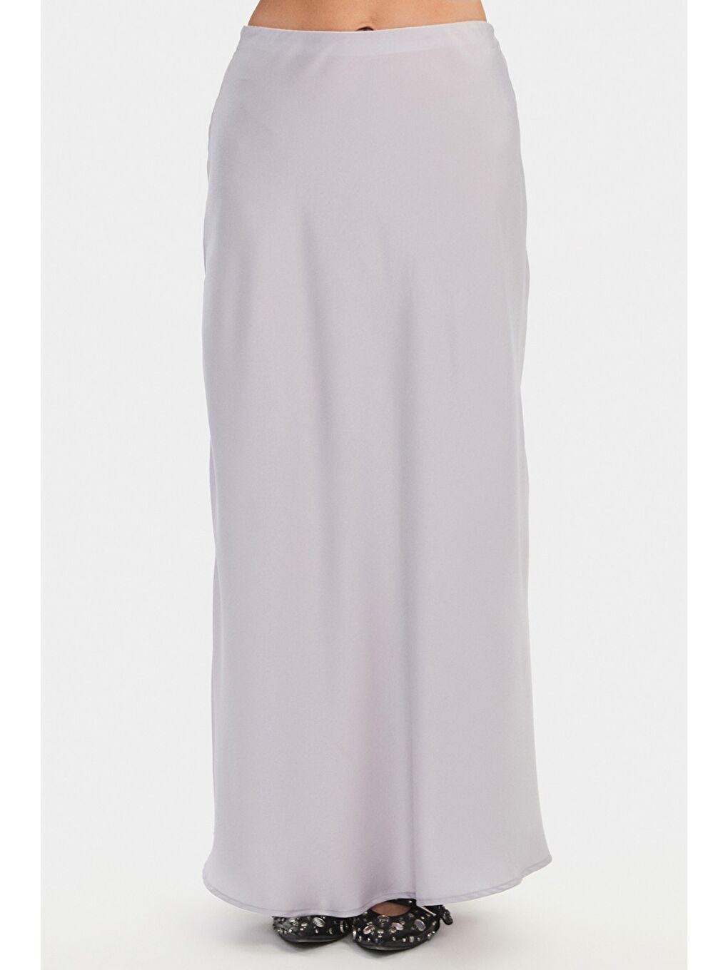 Beyaz Kadın Modal Karışımlı Midi Etek-2