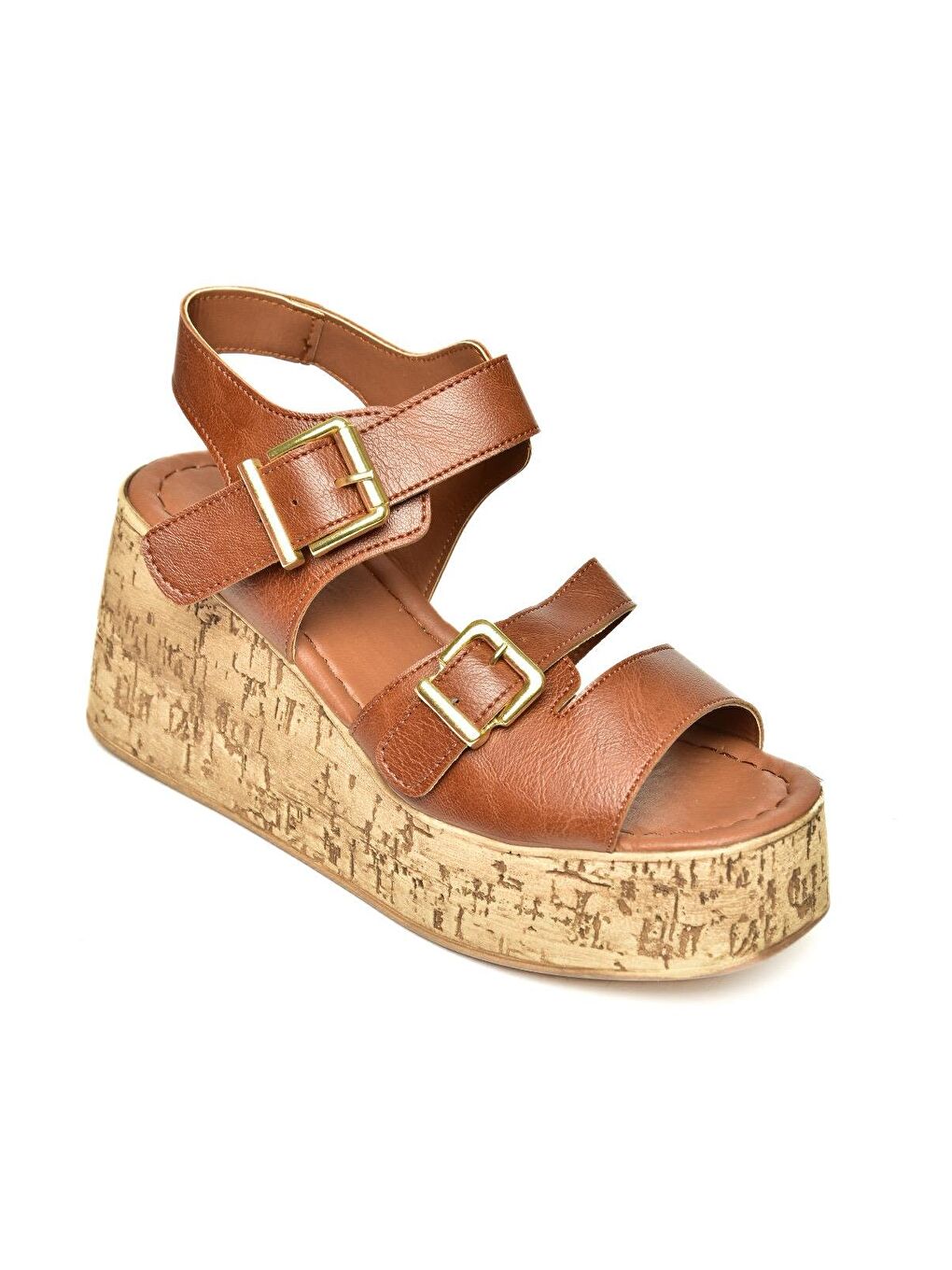 Kahverengi U9967520 Taba Kadın Dolgu Topuklu Ayakkabı-1