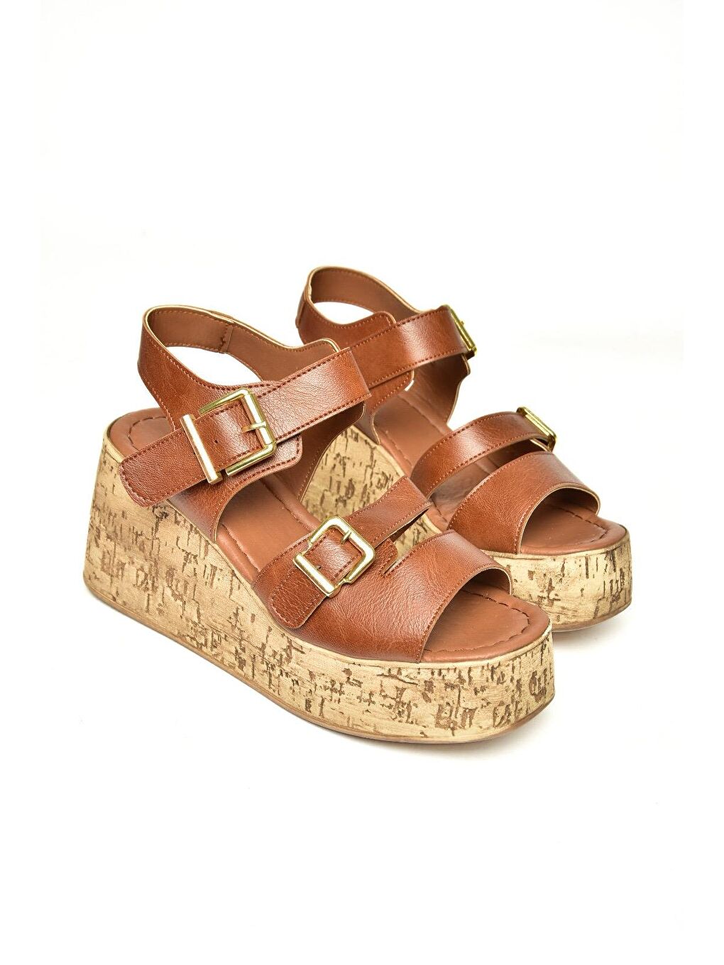 Kahverengi U9967520 Taba Kadın Dolgu Topuklu Ayakkabı-2