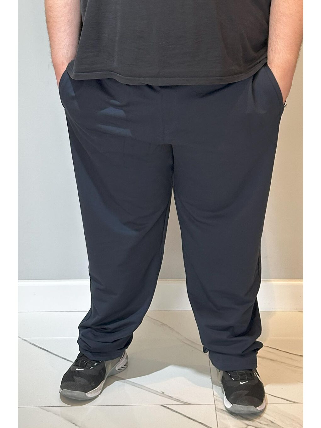 Büyük Beden Paçası Düz Beli Lastikli 3 Cepli Ekstra Battal Erkek Eşofman Altı 24700 Lacivert