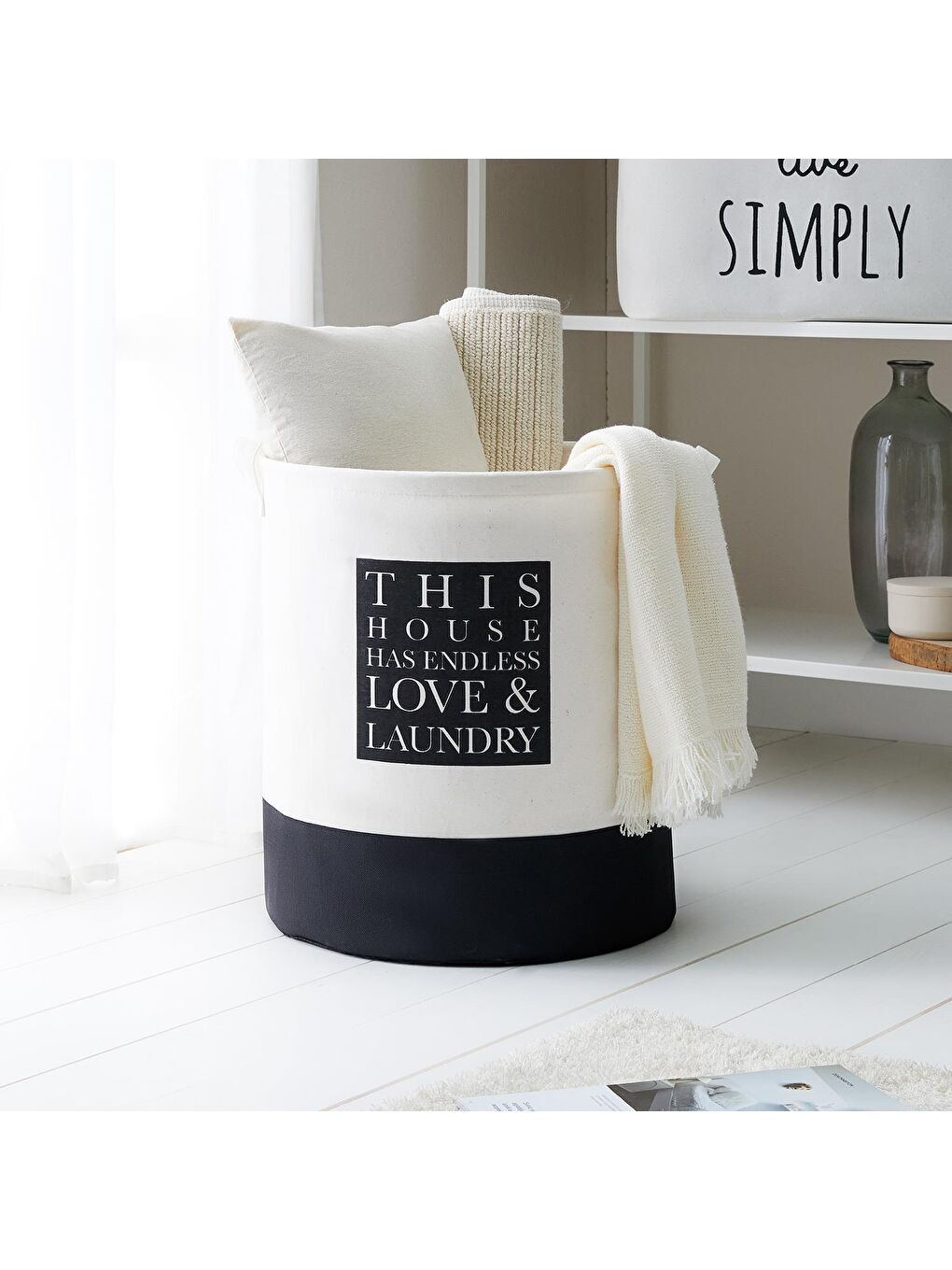 Beyaz Renk Çamaşır Sepeti 36 x 40 cm-1