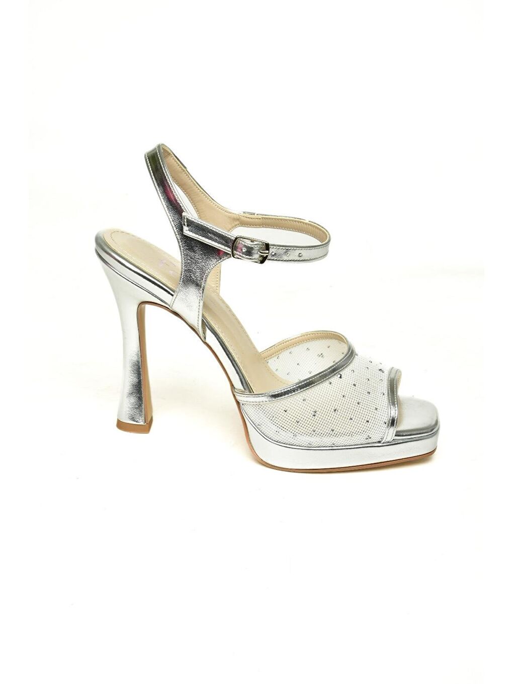 Gri U5699214 Gümüş Kadın Topuklu Ayakkabı