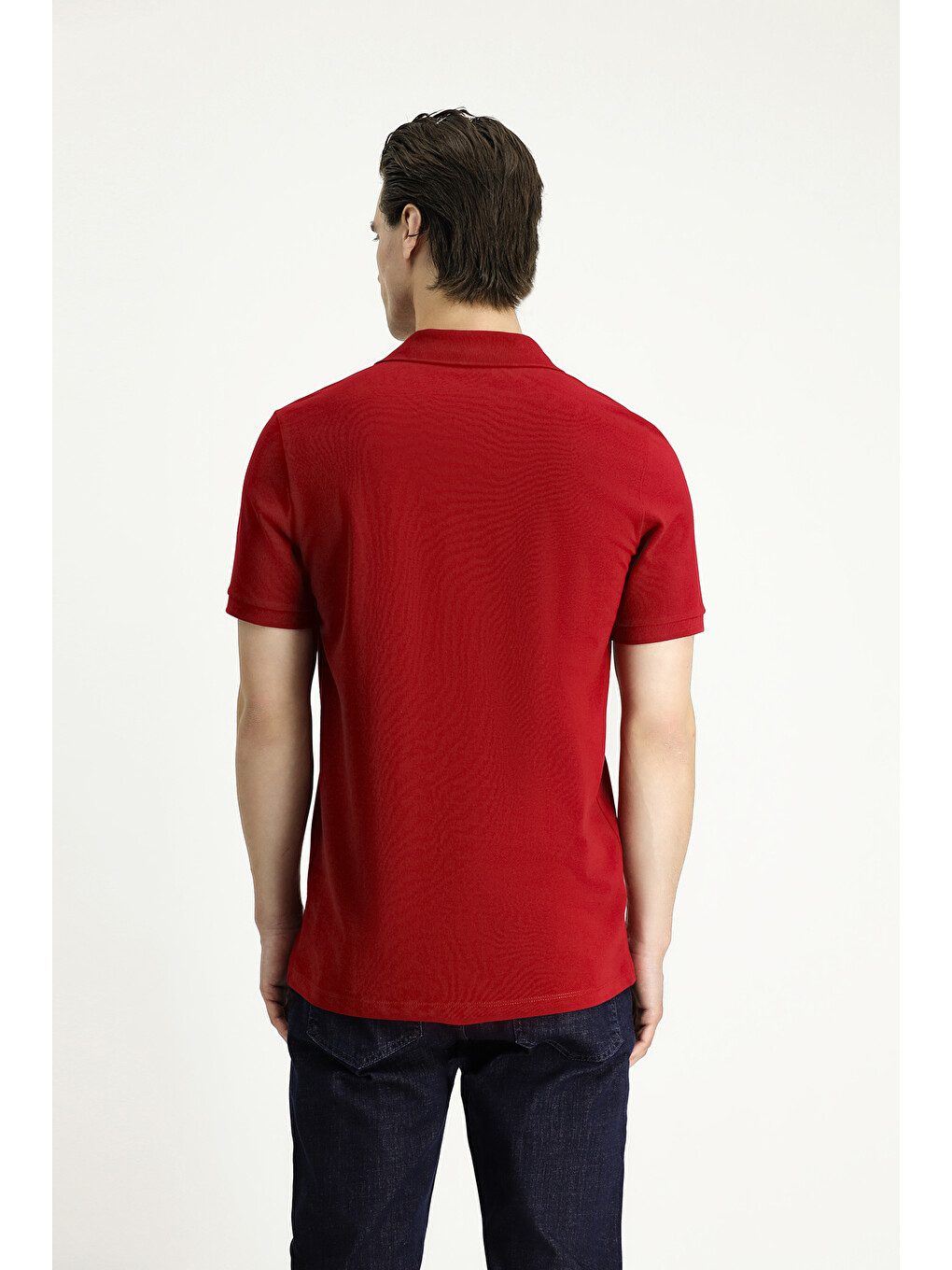 Kırmızı Slim Fit Dar Kesim Nakışlı Pamuk Polo Yaka Tişört-3