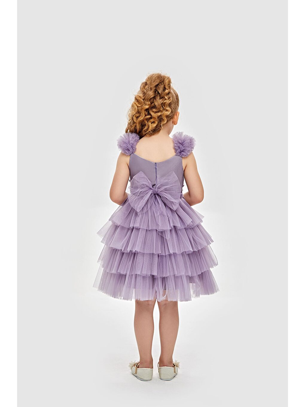 Mor Robası Desenli Taşlı Abiye-1