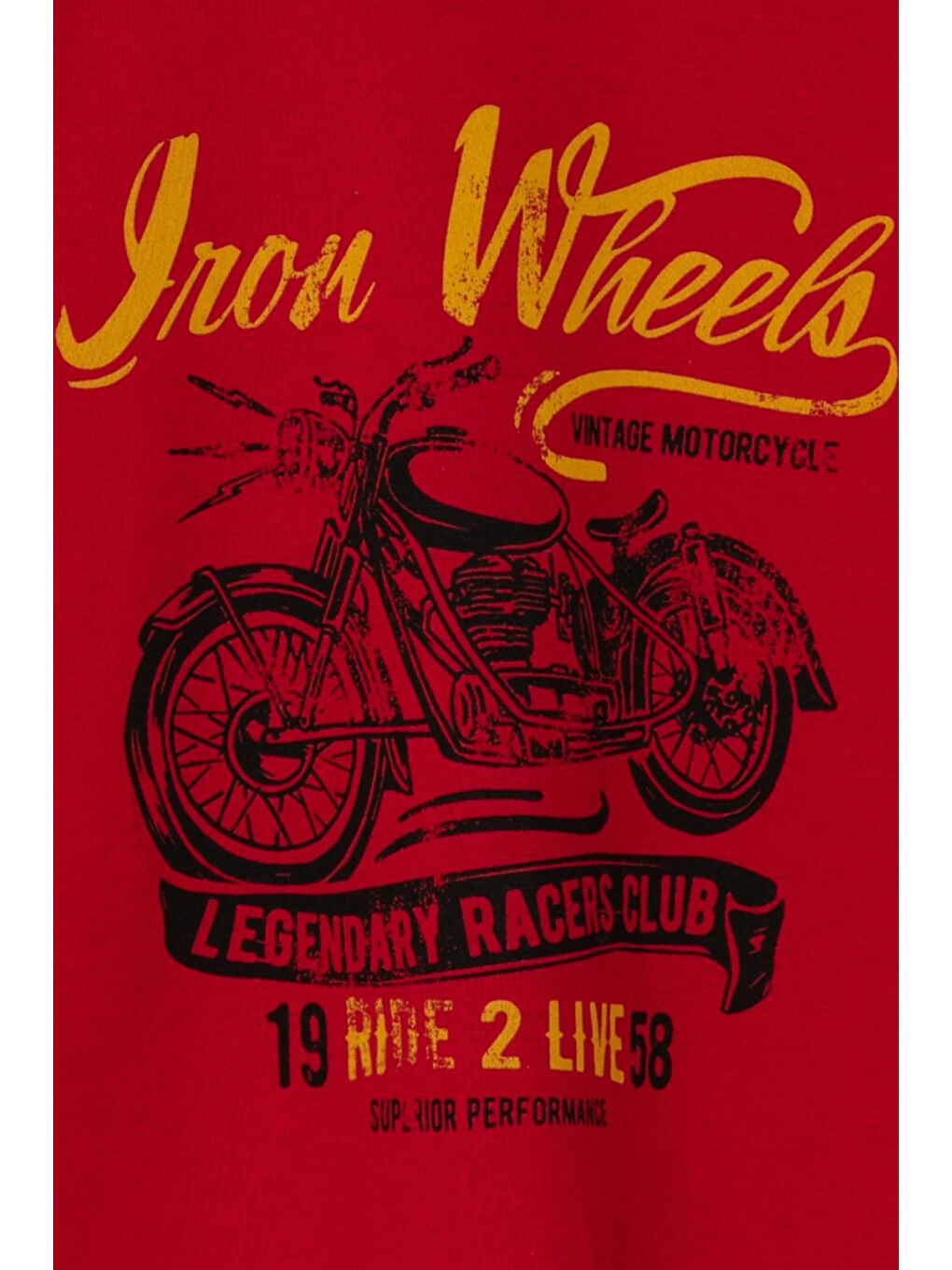 Kırmızı Motor Baskılı Kısa Kollu Erkek Çocuk Tişört-2