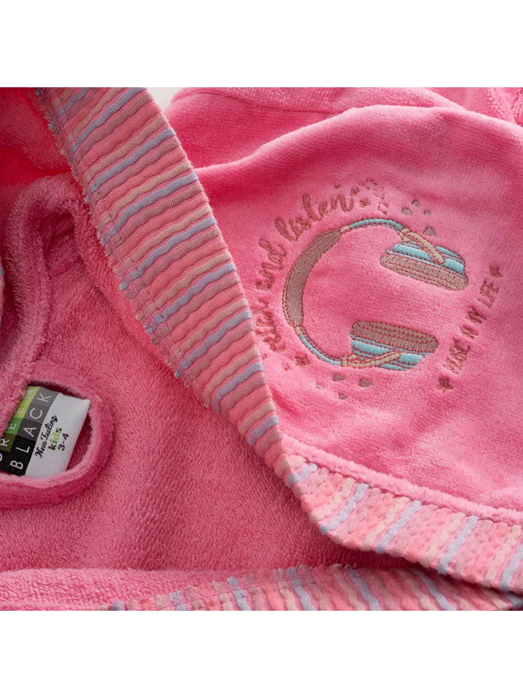 Relax Kız Çocuk Bornoz %100 Pamuk Nakışlı Pembe-6