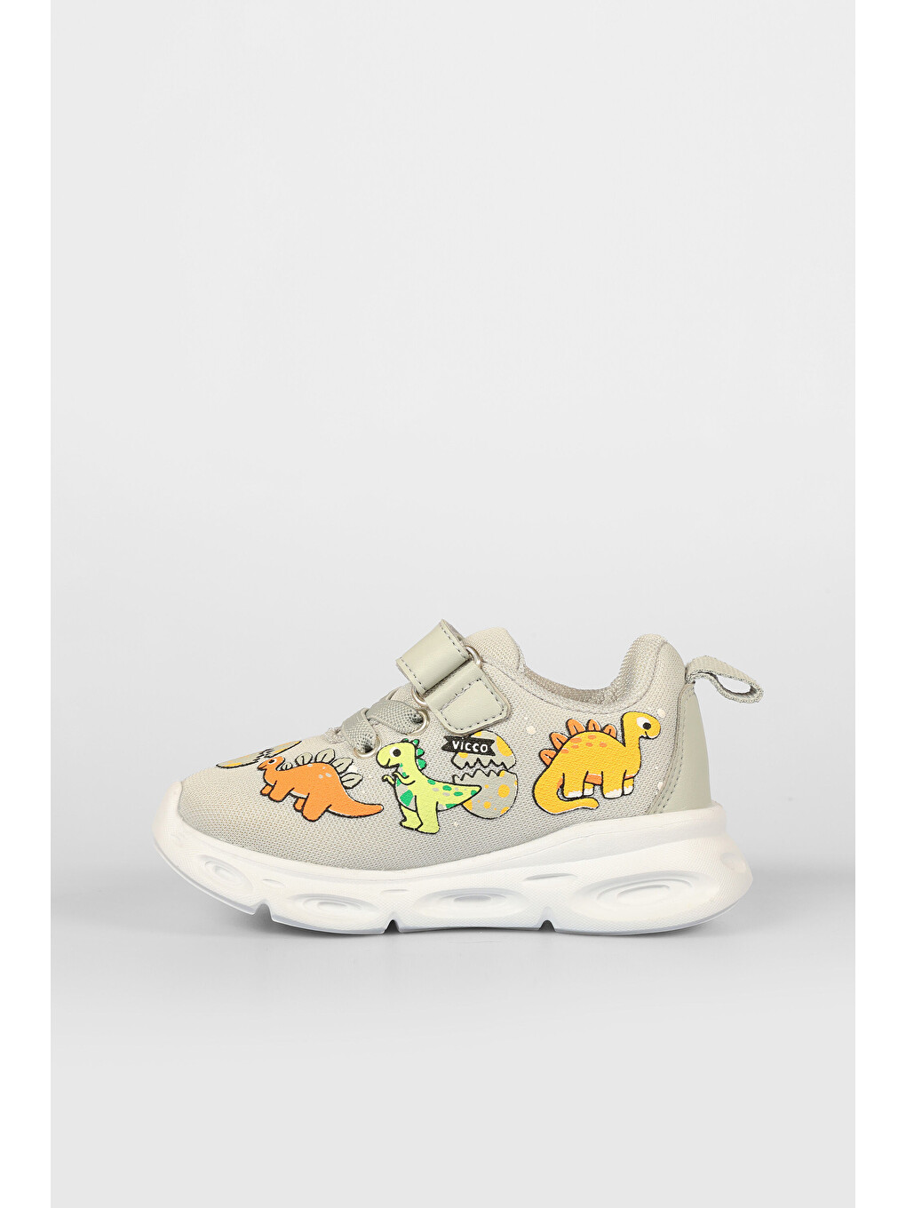 Dino Işıklı Unisex Bebek Gri Spor Ayakkabı-1