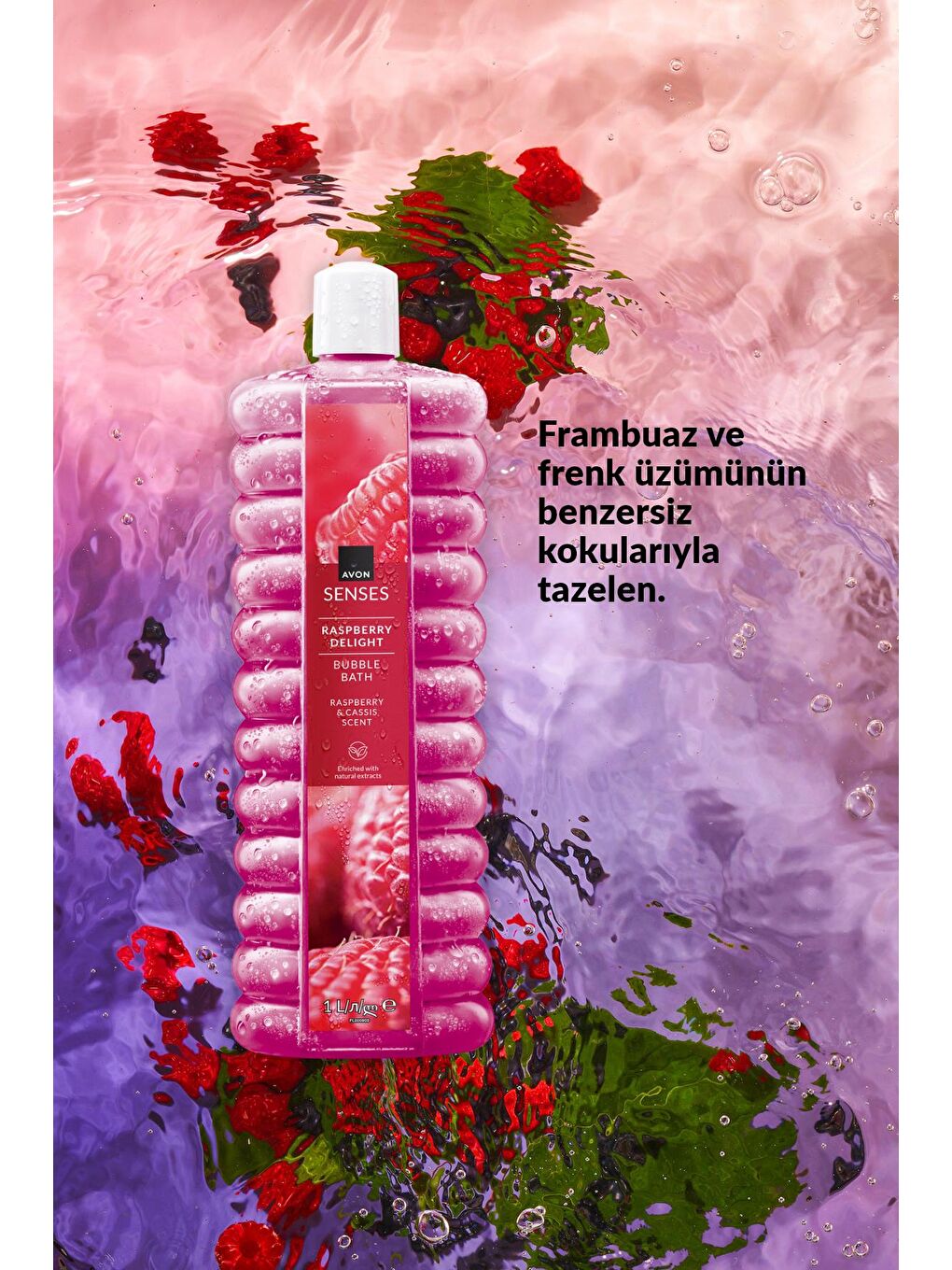 Senses Raspberry Delight Ahududu ve Frenk Üzümü Kokulu Banyo Köpüğü 1 Lt. İkili Set-2