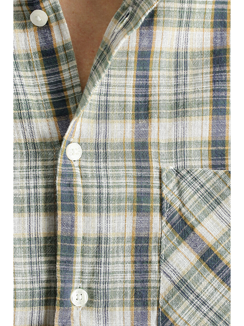 Haki Uzun Kol Regular Fit Ekose Pamuk Gömlek-4