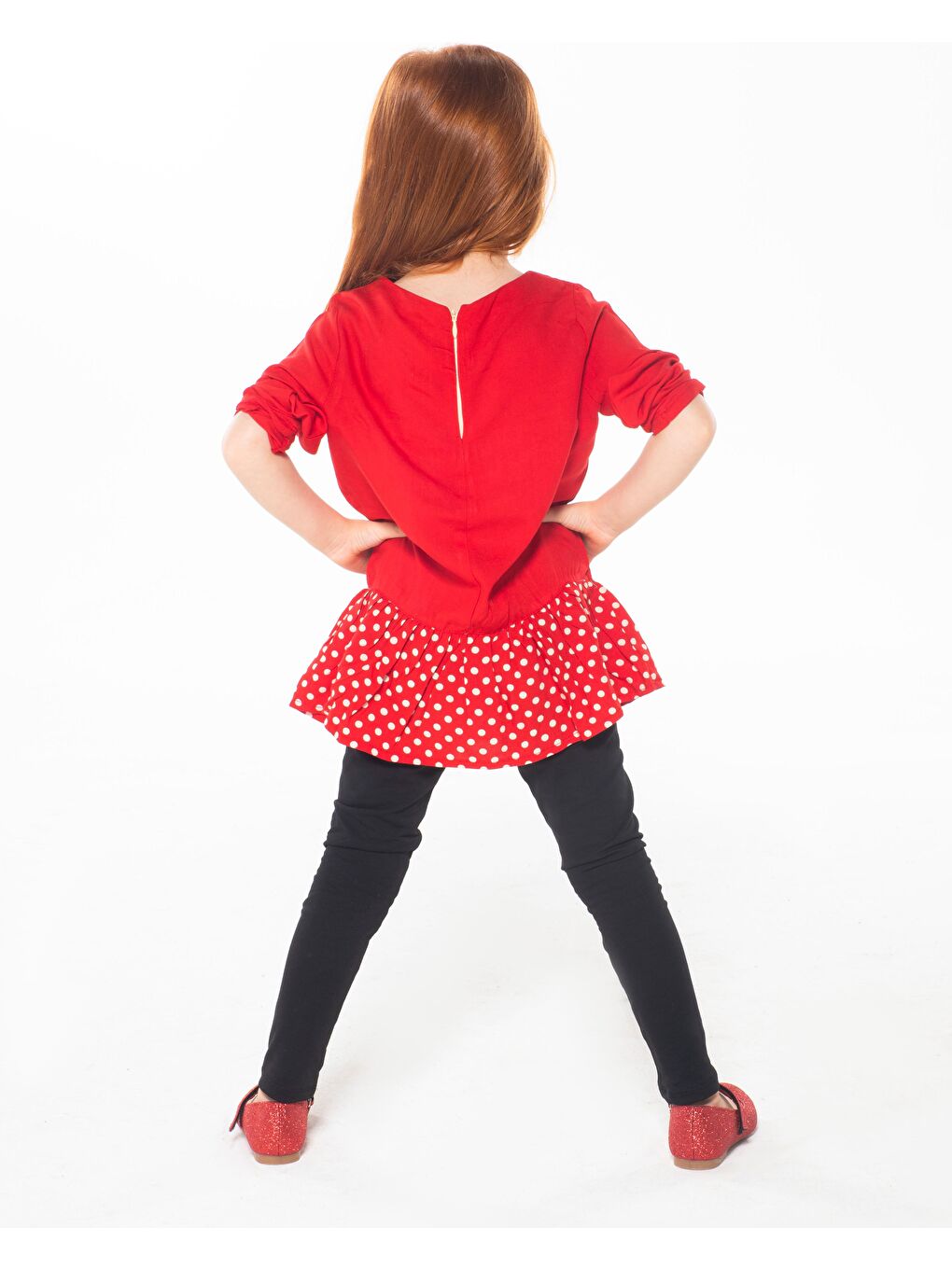 Kırmızı ZenoKido Tavşan Kız Çocuk Tunik + Tayt ZN-SS-089-1