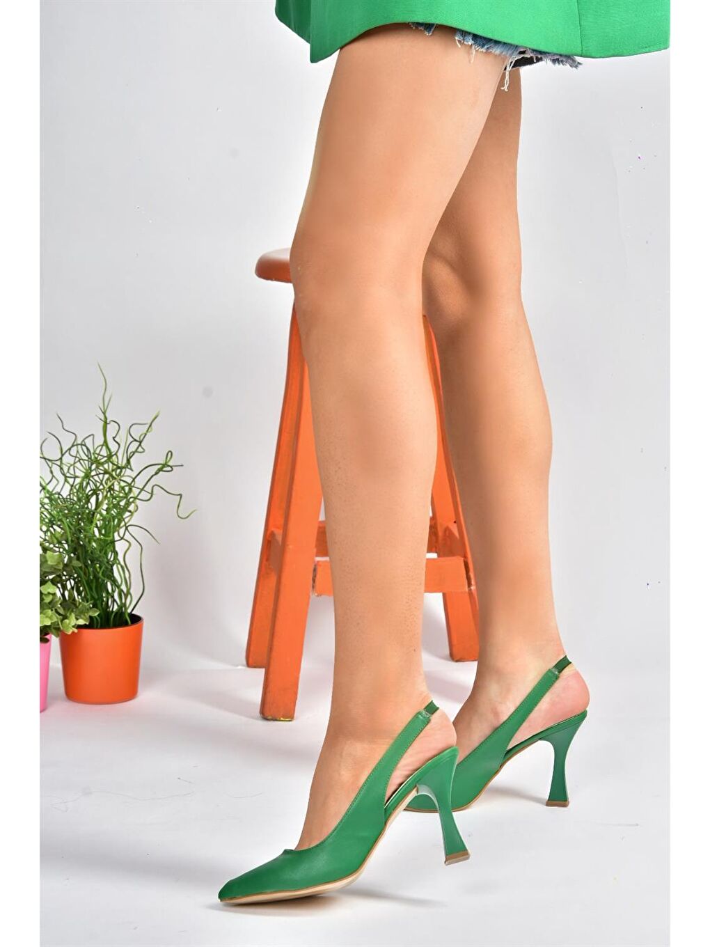 P250149009 Yeşil Kalın Topuklu Kadın Ayakkabı