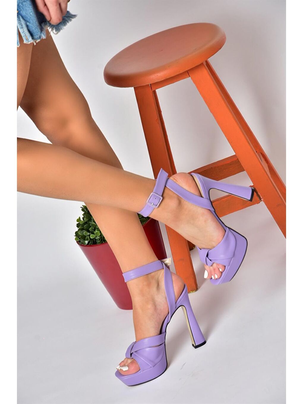 Lila K404080209 Eflatun Plaform Topuklu Kadın Ayakkabı-3