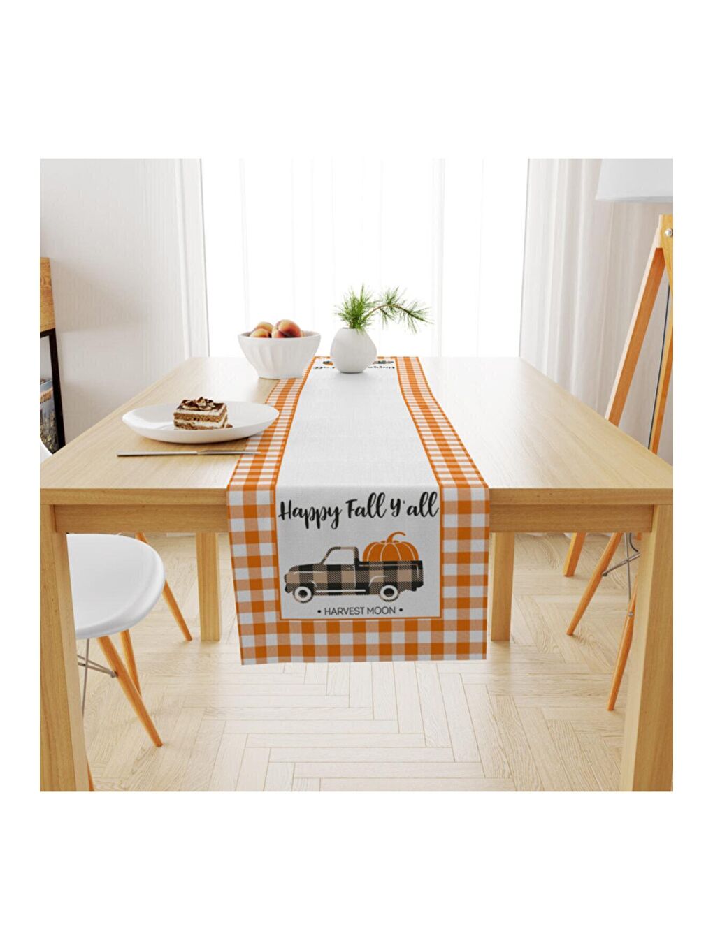 Karışık Kadife Dokuma Özel Tasarım Sonbahar Desenli Runner 40x140 cm