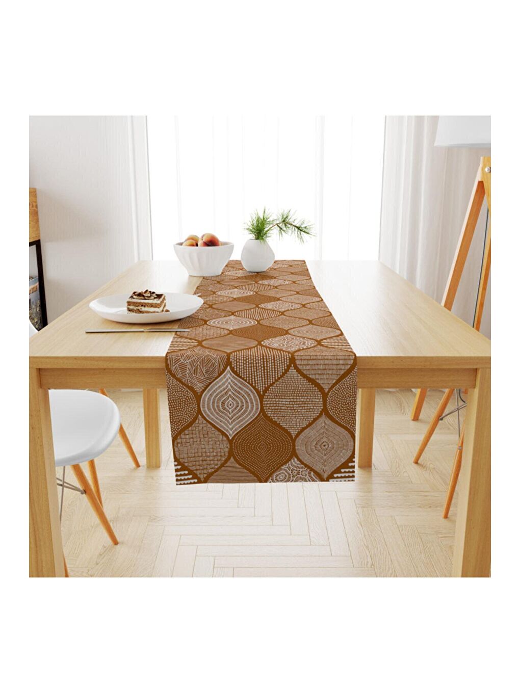 Karışık Kadife Dokuma Özel Tasarım Etnik Desenli Runner 40x140 cm