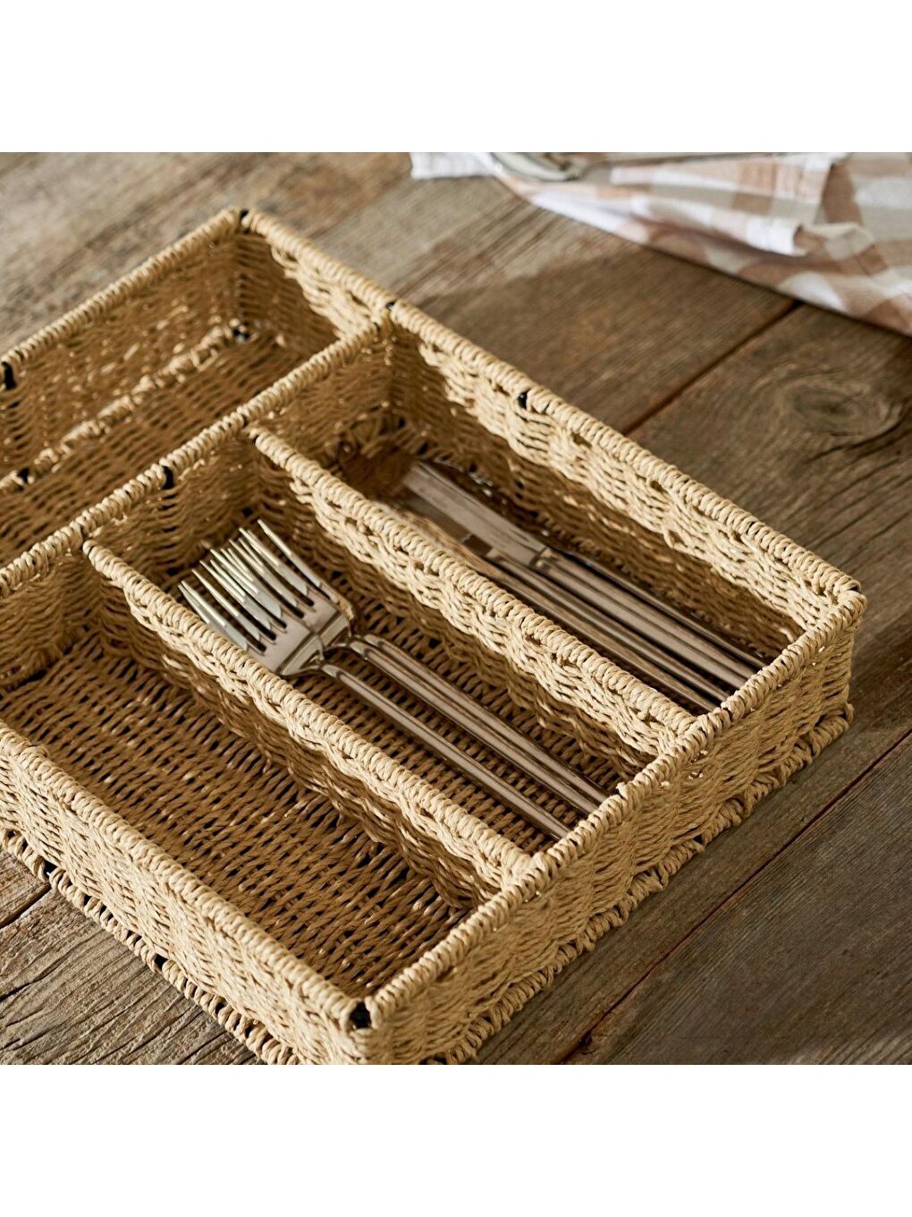 Bej Naturella Çatal Kaşık Tepsisi Naturel (28x34x7 cm)-4