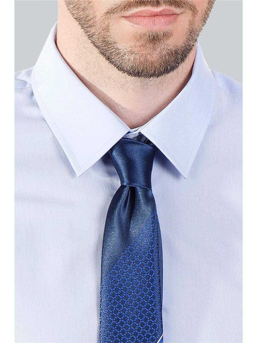 Modern Slim Fit Pamuklu Kolay Ütü Erkek Mavi Gömlek-3