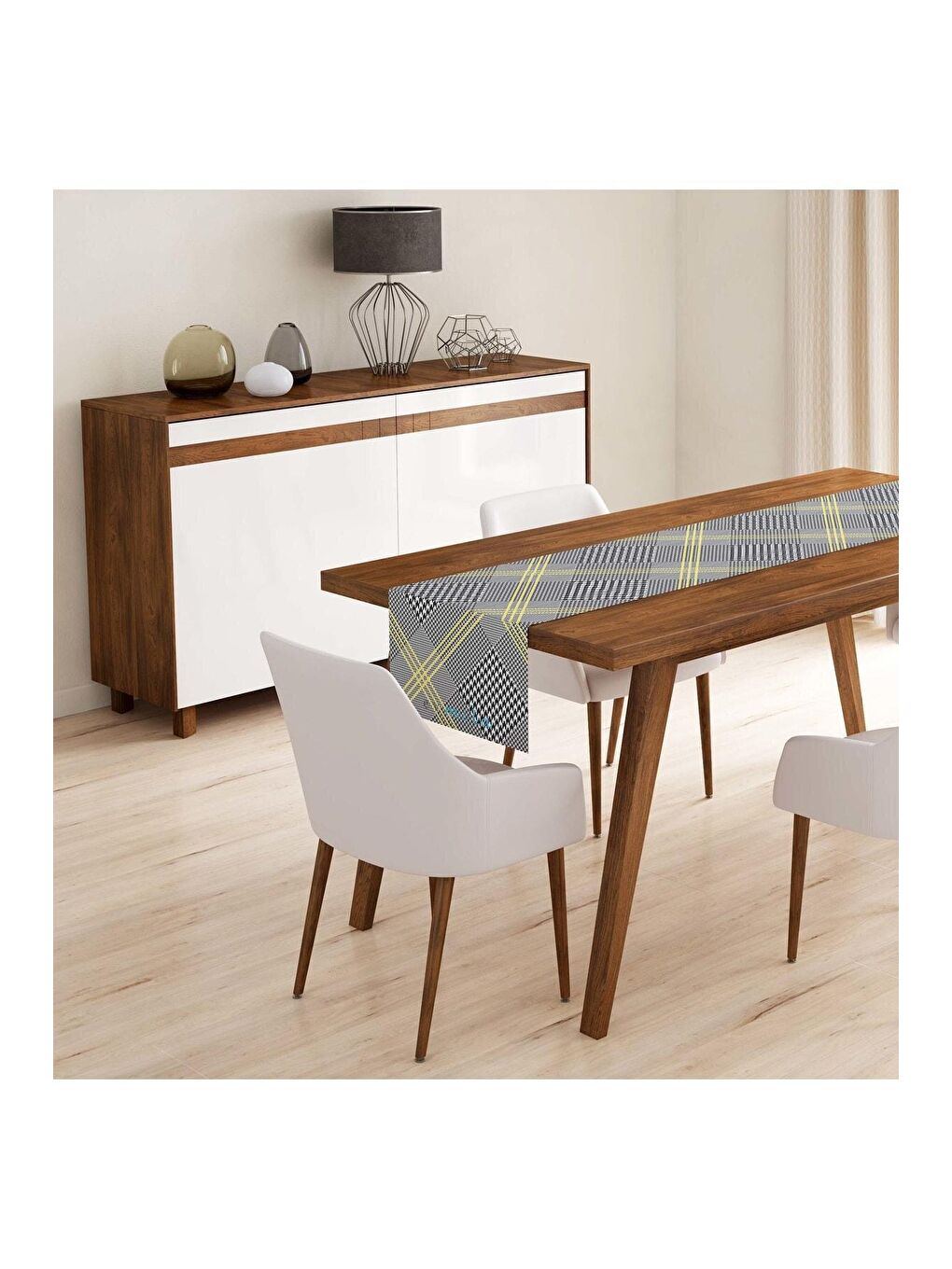 Karışık Gri Ekose Runner Modeli R1002 40x140 cm