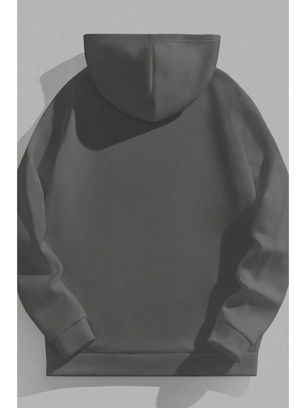 Gri Kadın 3 İplik Füme Oversize I Dont Care Baskılı Kapüşonlu Sweatshirt Hoodie-1