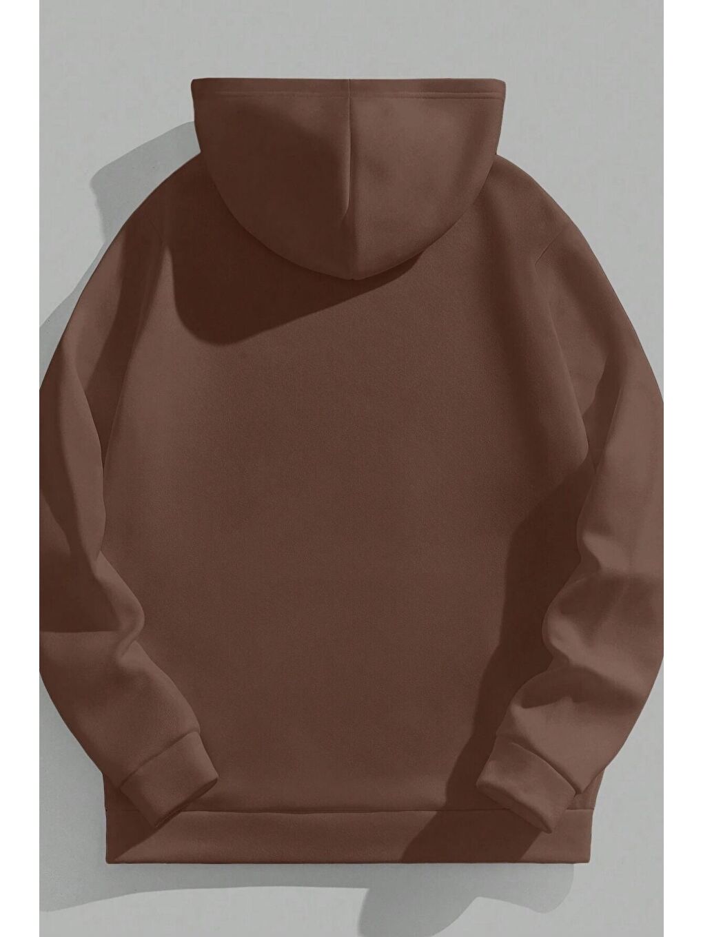 Kadın 3 İplik Kahverengi Oversize I Dont Care Baskılı Kapüşonlu Sweatshirt Hoodie-1