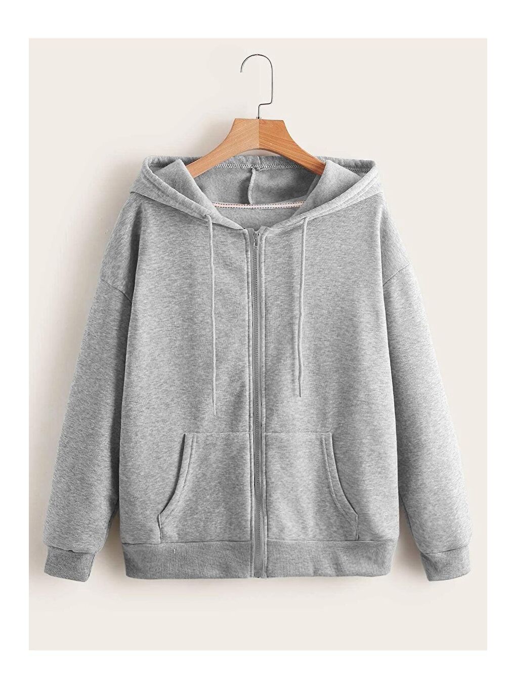 Kadın Gri Fermuarlı Hırka Sweat