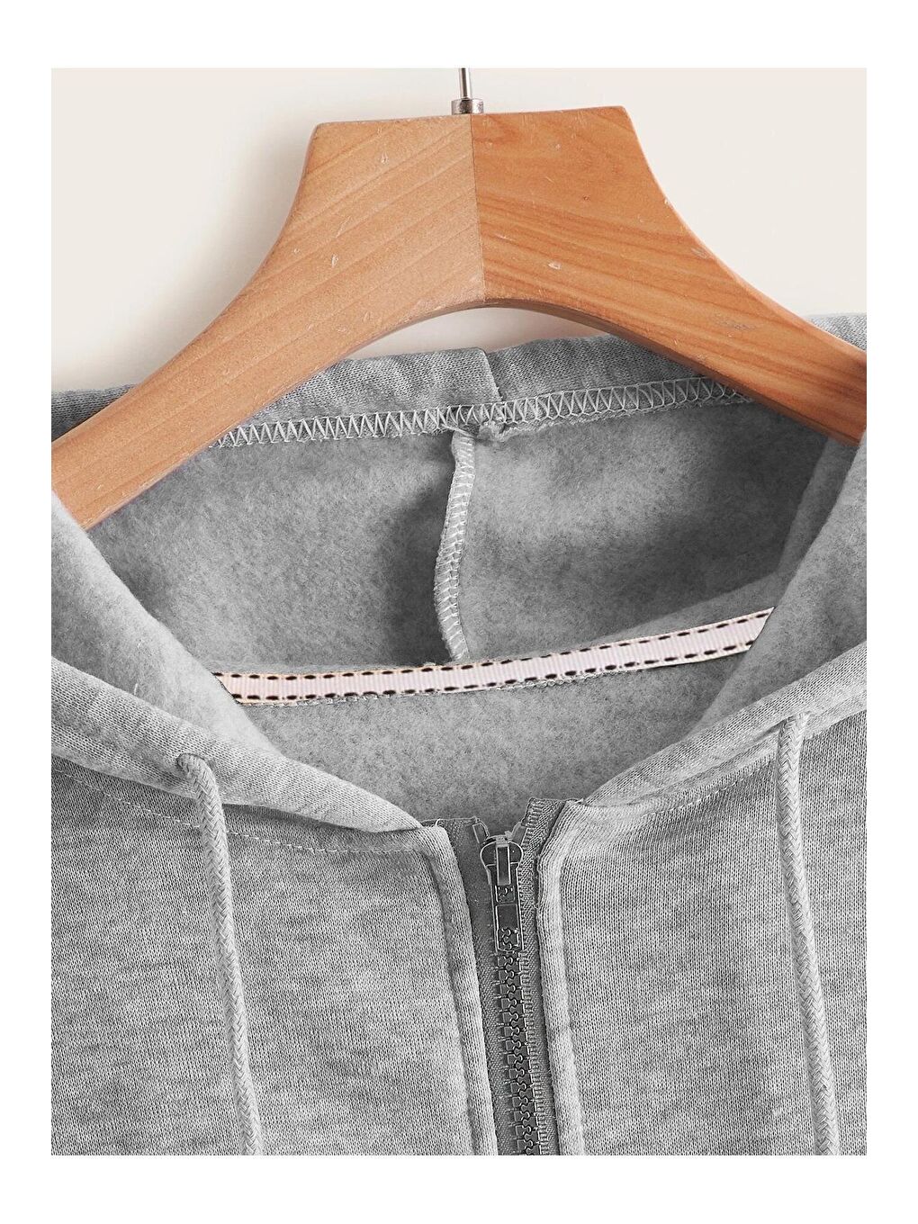 Kadın Gri Fermuarlı Hırka Sweat-3