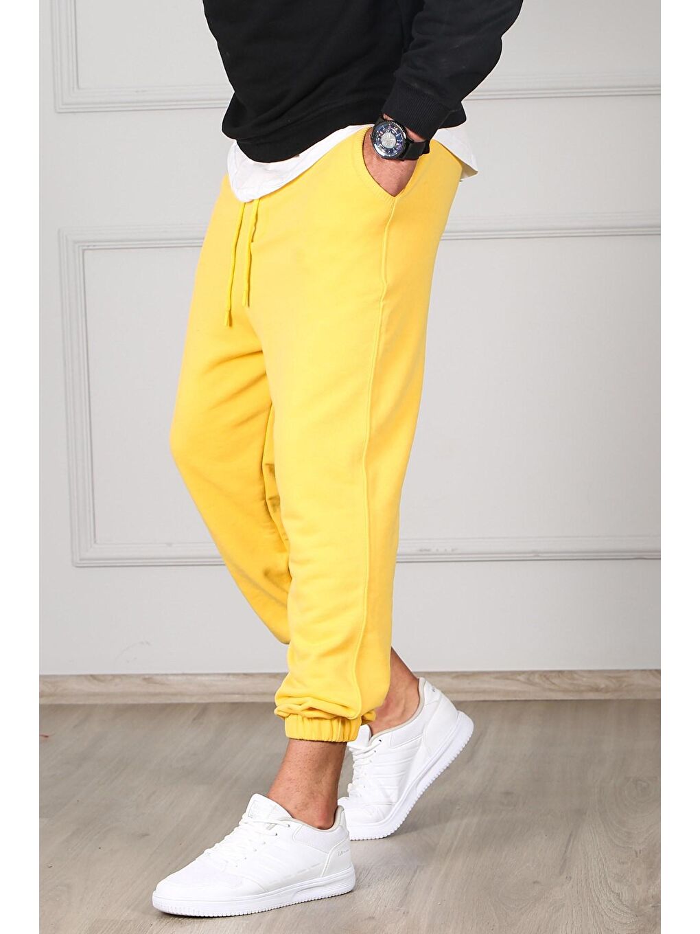 Sarı Oversize Kısa Paça Erkek Eşofman 4832-1