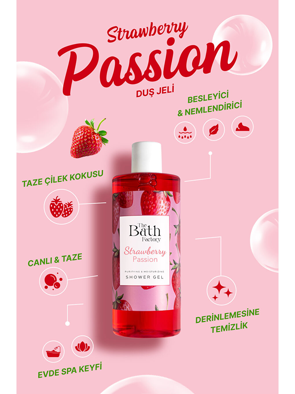 Nemlendirici Ve Besleyici Çilek Aromalı Duş Jeli 400 ml-1