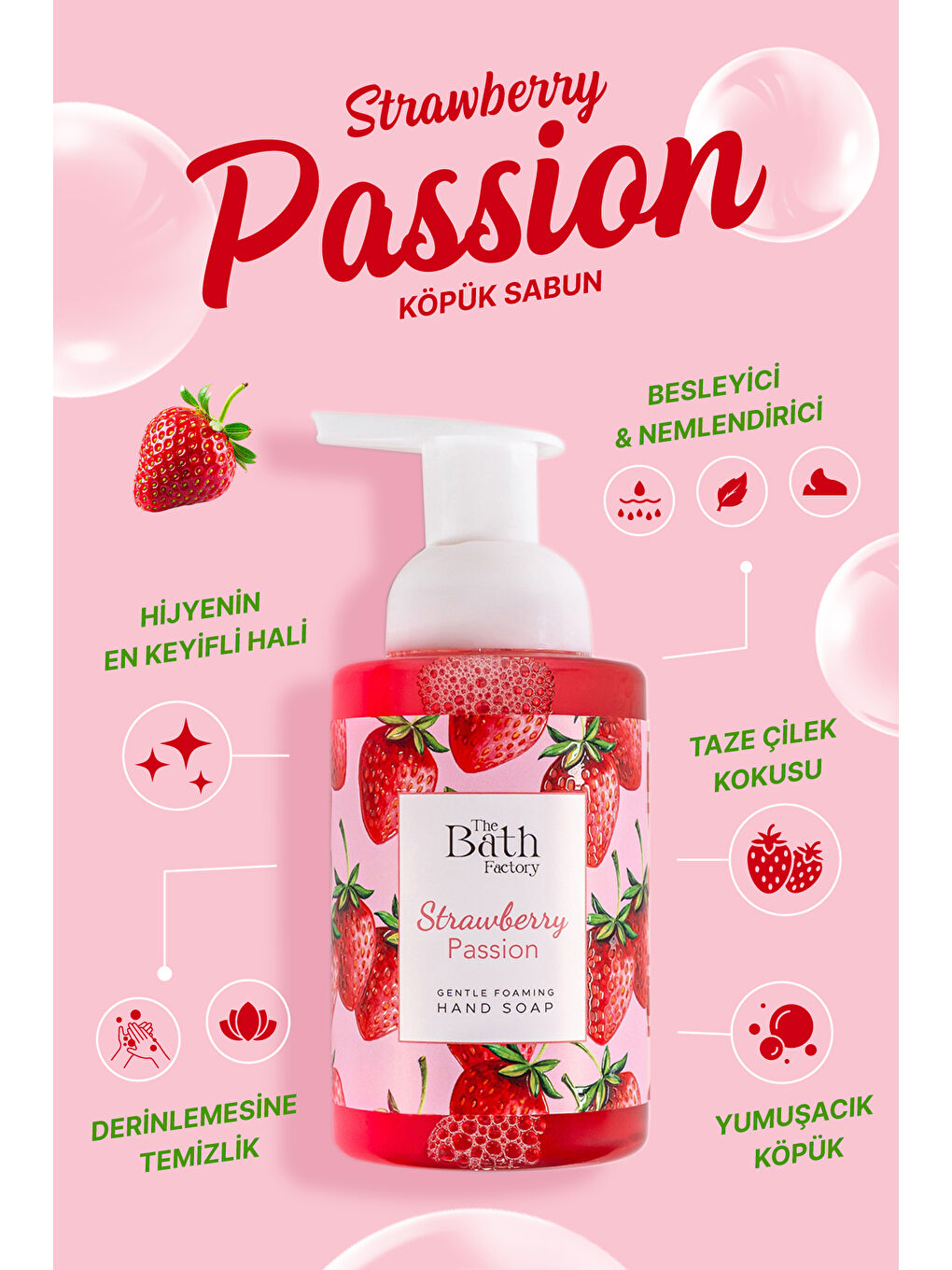 Nemlendirici Çilekli Köpük Sabun 300 ml-1