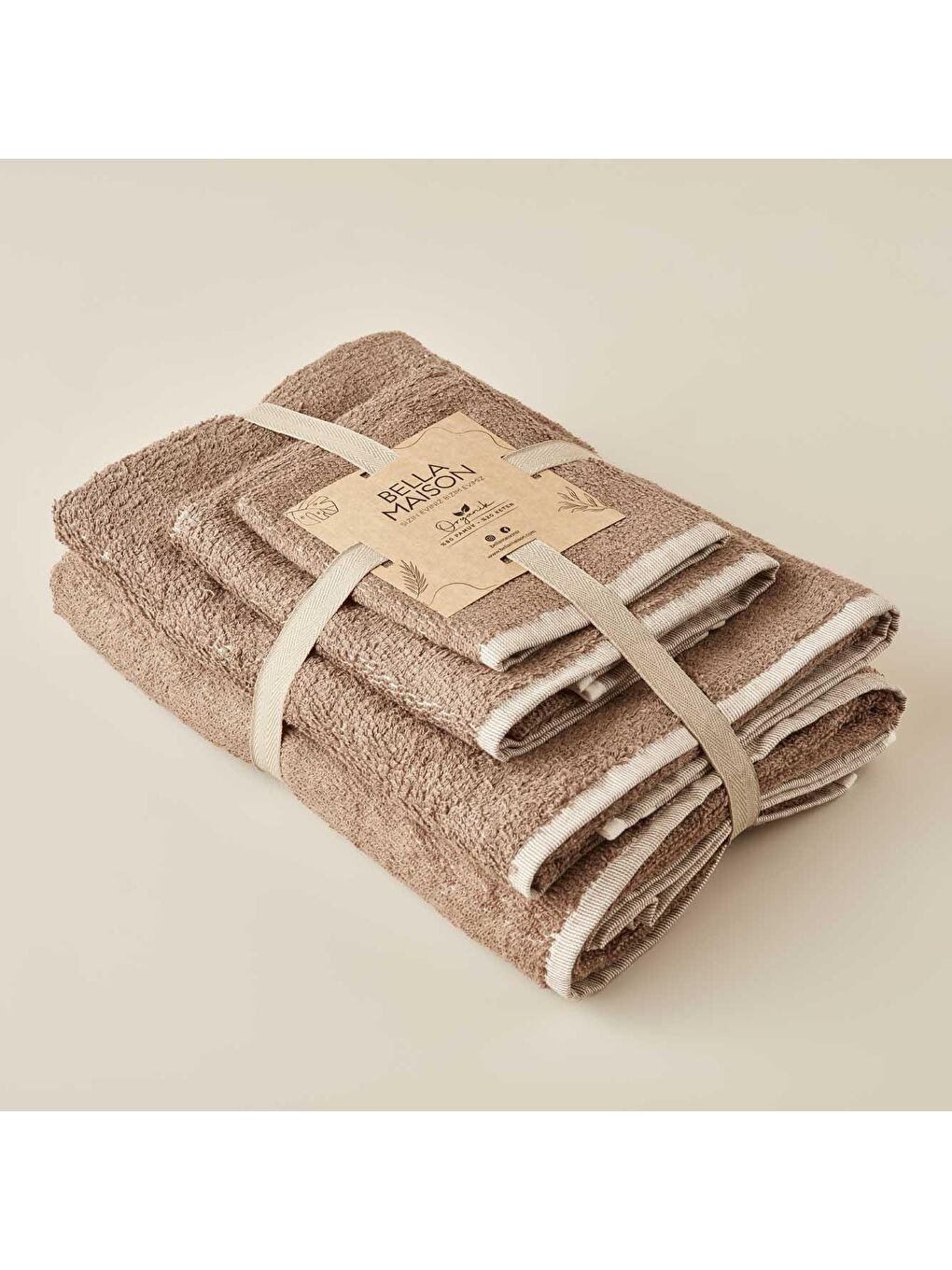 Wood 4'lü Banyo Havlu Seti Kahverengi-1