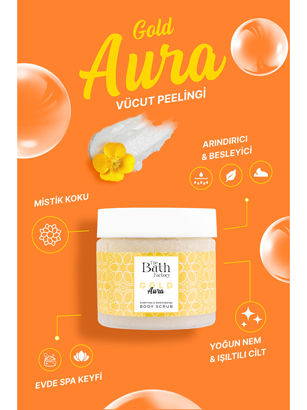 Nemlendirici Ve Arındırıcı Shea Vücut Peelingi - Gold Aura 300 gr-1
