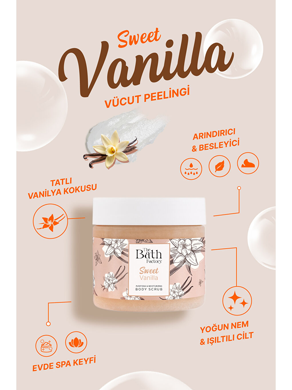 Nemlendirici Ve Arındırıcı Shea Vücut Peelingi - Vanilya Aromalı 300gr-1