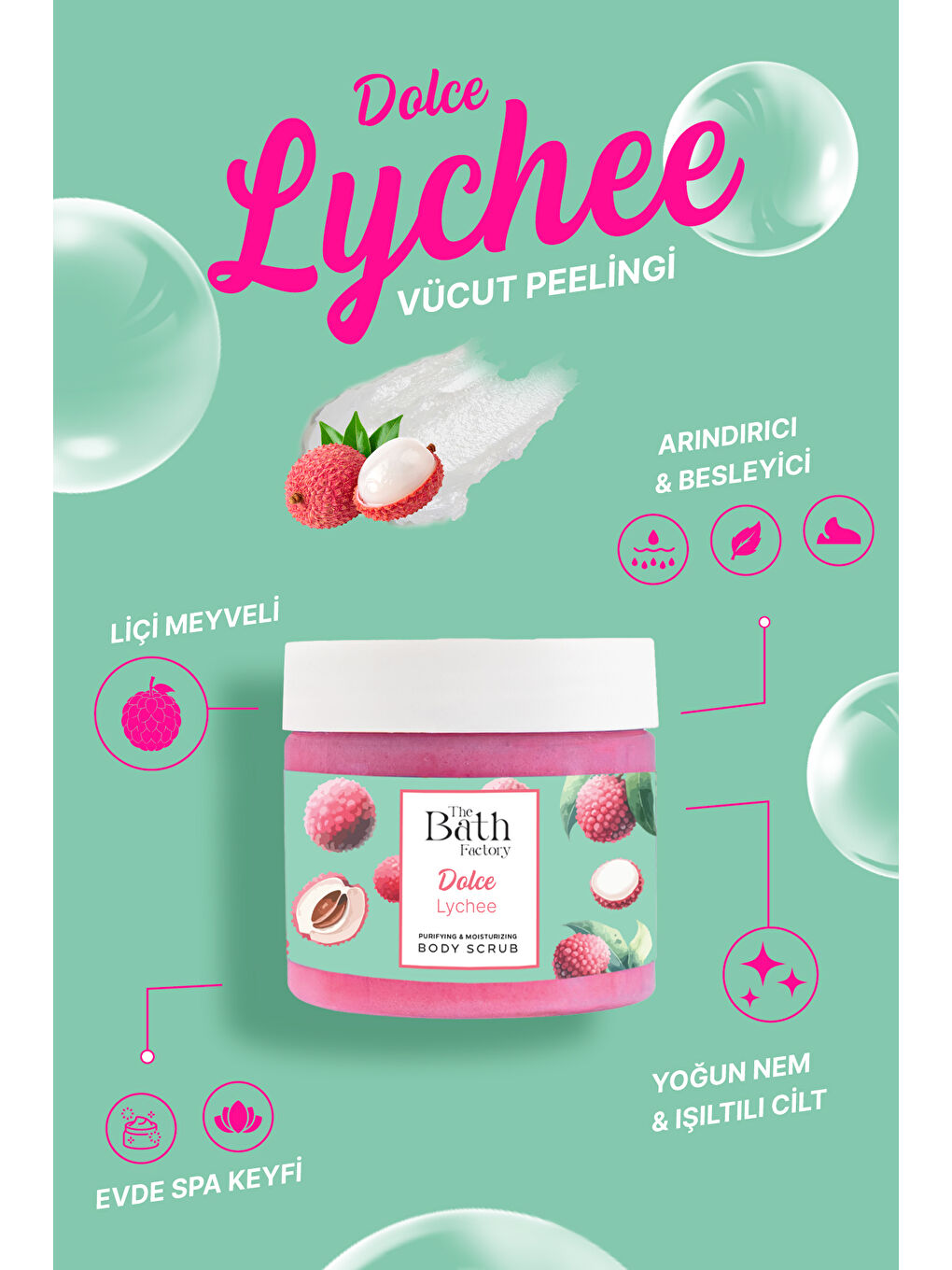 Nemlendirici Ve Arındırıcı Vücut Peelingi - Liçi Aromalı 300gr-1