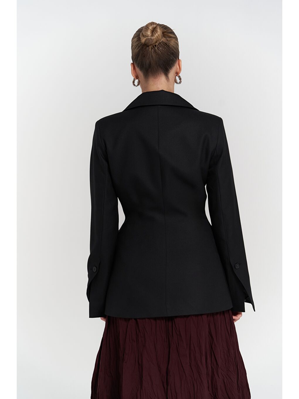 Lecco Dar Kesim Siyah Blazer-4