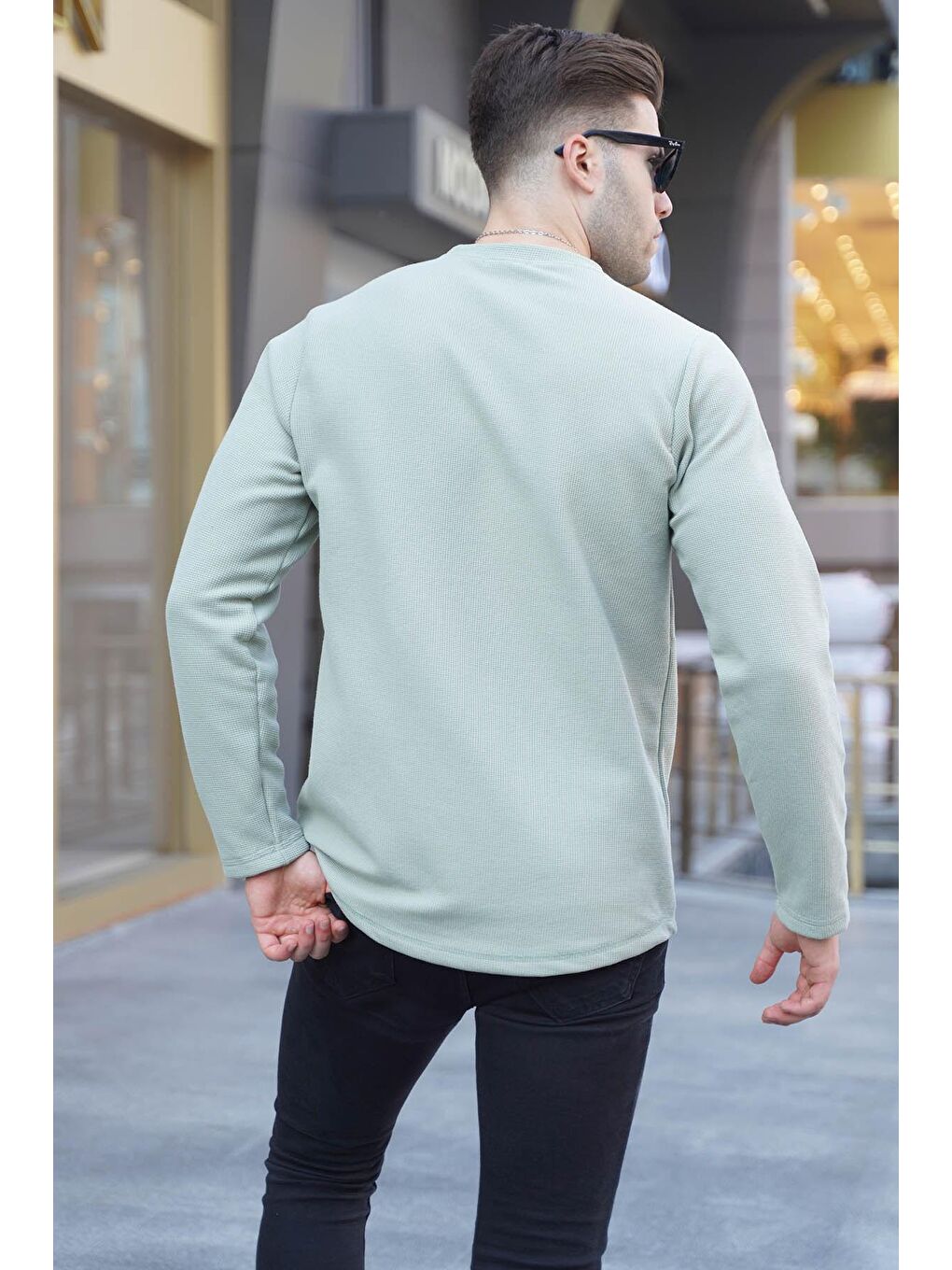 Yeşil Bisiklet Yaka Regular Fit Basic Sweatshirt 6023-1