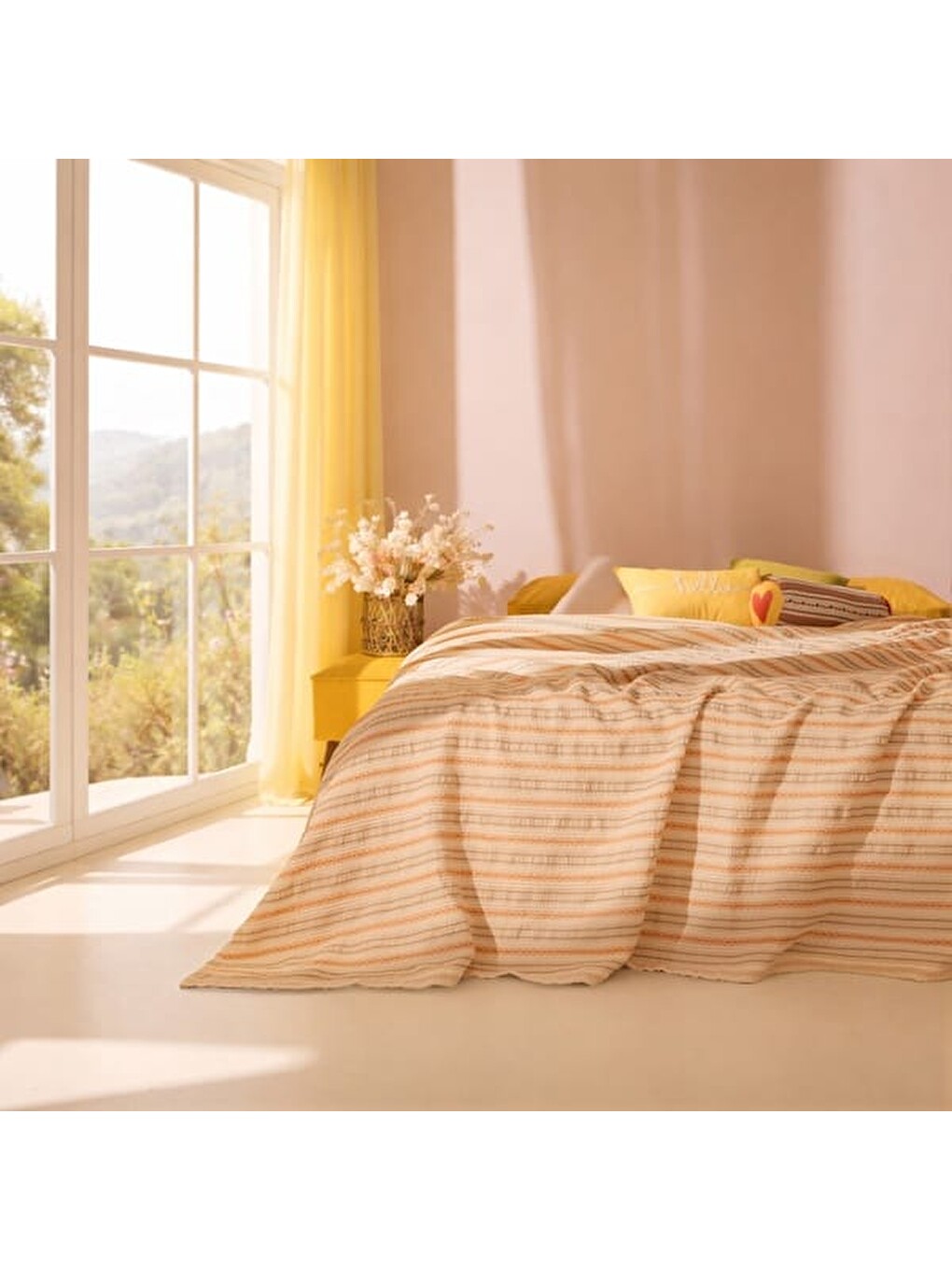 Karışık Soft Avena Çift Kişilik Yatak Örtüsü - Renkli - 220x230 Cm