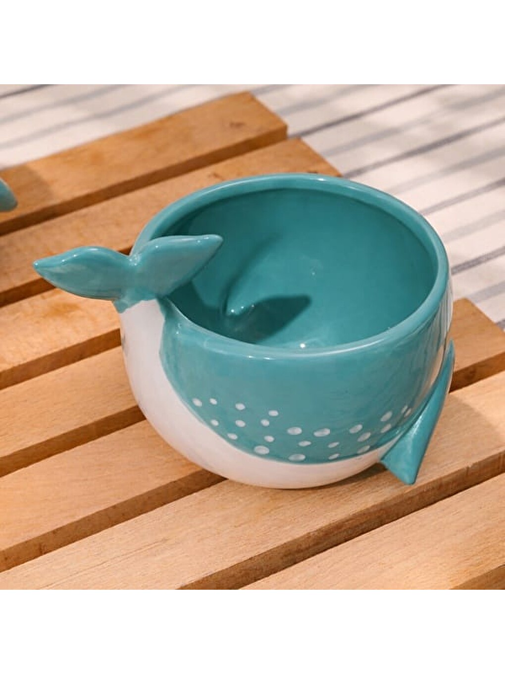 Kitchen Mavi Balina Desenli Seramik Kupa - Mavi - 500 ml-7