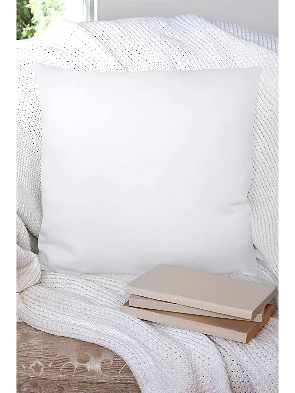 Beyaz 2 Li Boncuk Silikonlu Kırlent İçi Yastık Kırlent Yastığı Silikon Dolgulu Iç Yastık-1