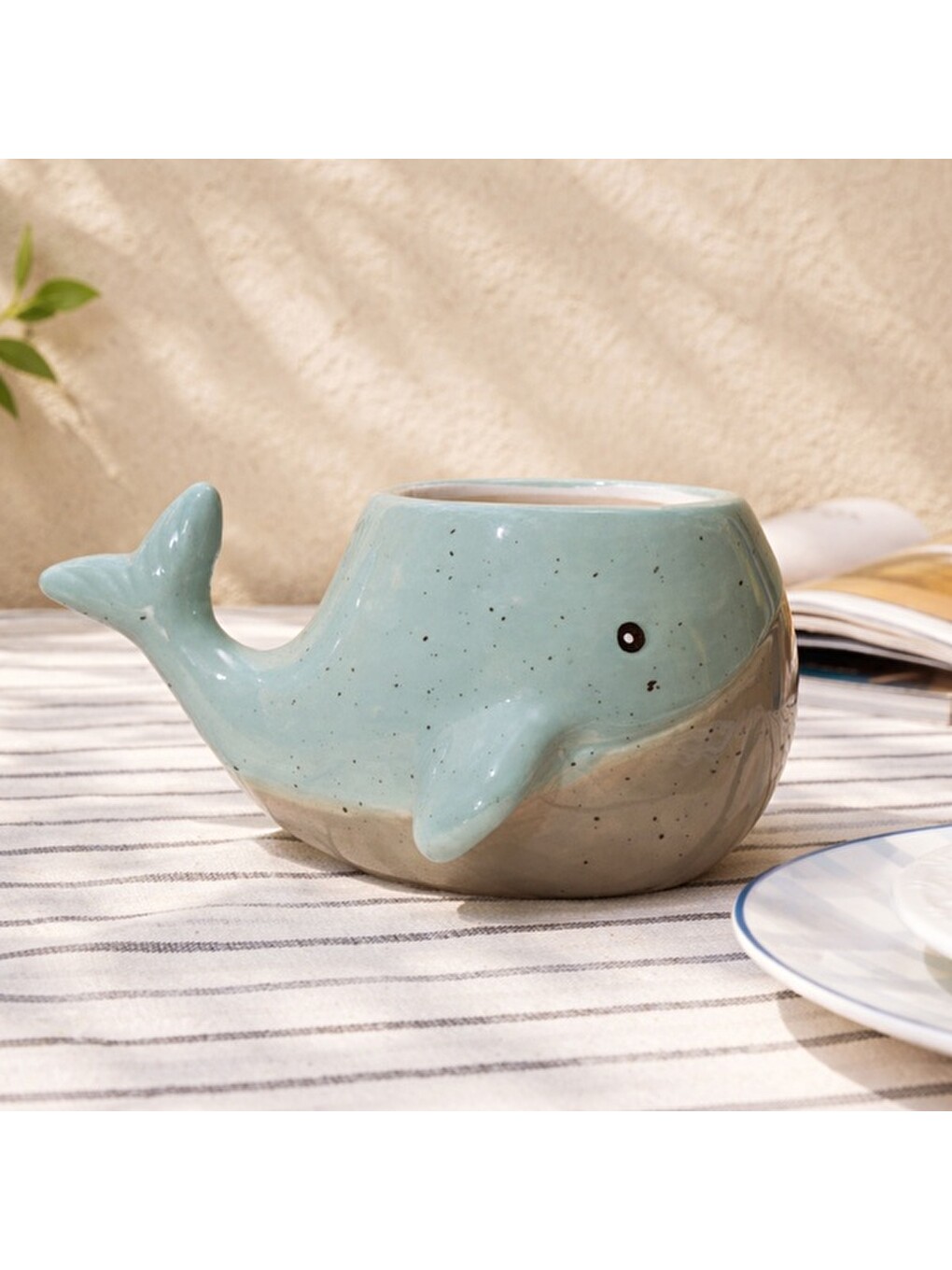 Kitchen Beyaz Balina Desenli Seramik Kupa - Renkli - 500 ml-7