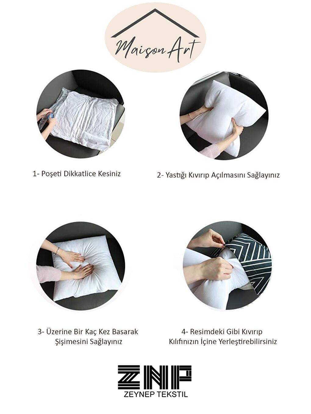 Beyaz 2 Li Boncuk Silikonlu Kırlent İçi Yastık Kırlent Yastığı Silikon Dolgulu Iç Yastık-4
