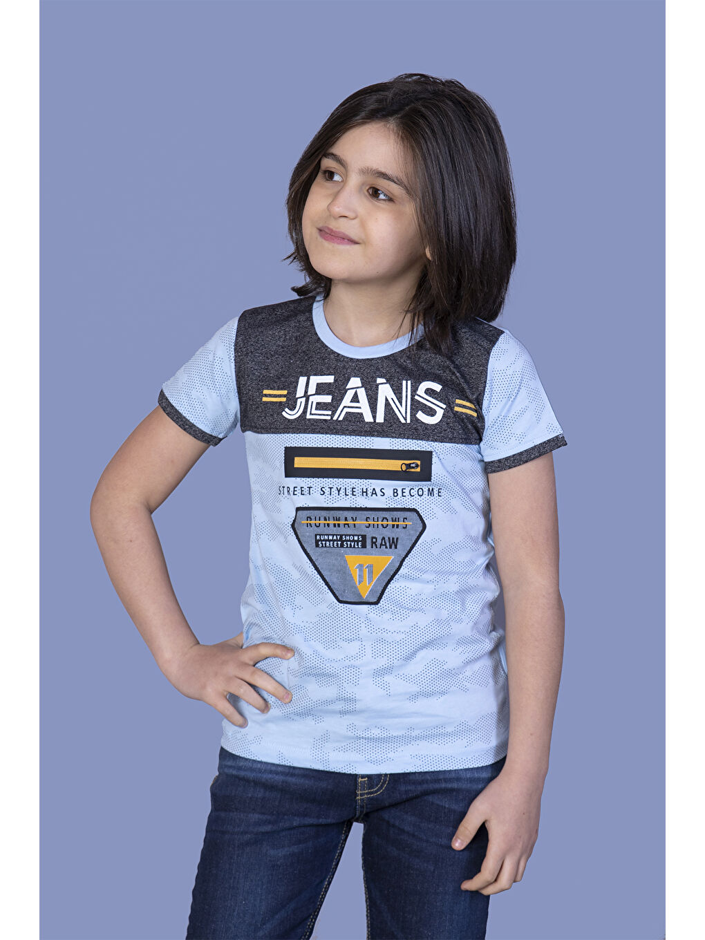 Toontoykids Mavi Erkek Çocuk Jeans Baskı Tişört