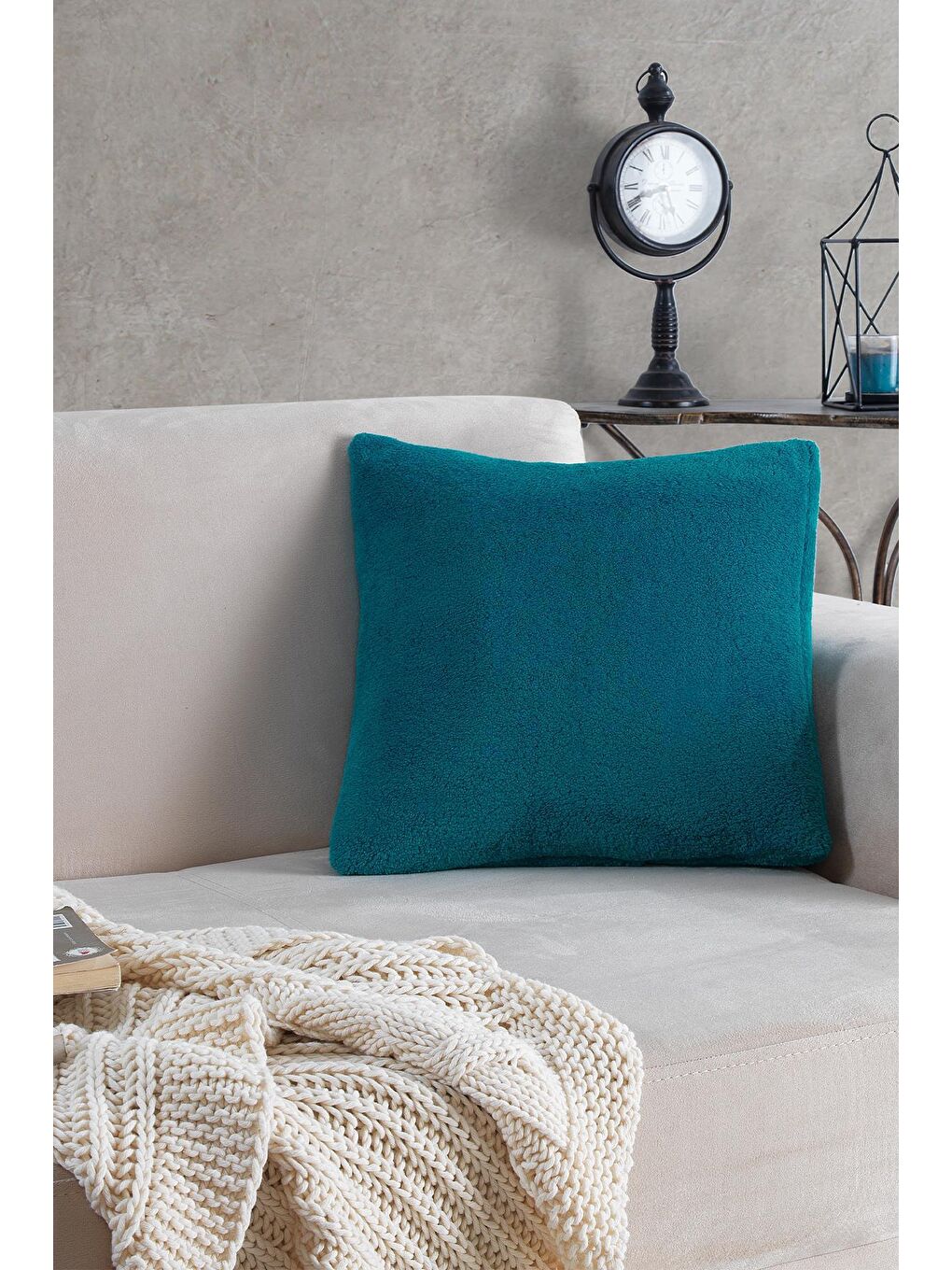 Sofa | 1 Adet Petrol Renk Welsoft Kırlent Kılıfı Yastık Kılıfı 44x44 Cm
