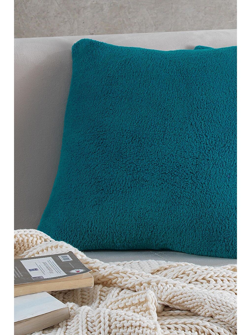 Sofa | 1 Adet Petrol Renk Welsoft Kırlent Kılıfı Yastık Kılıfı 44x44 Cm-1