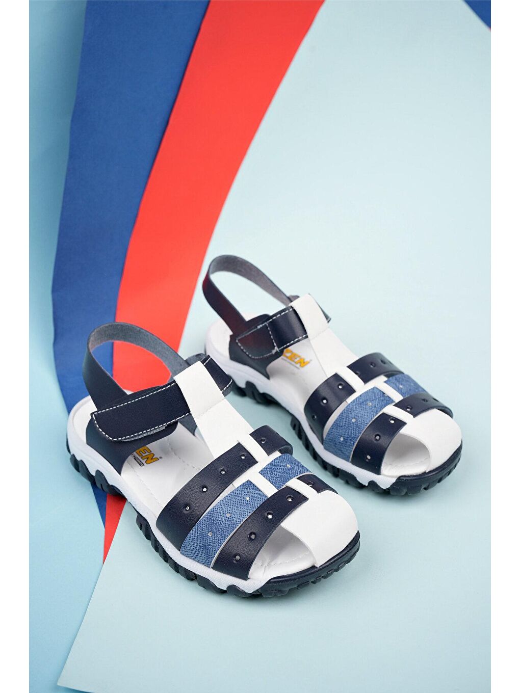 Mavi Muggo Erkek Çocuk  Günlük Yazlık Ortopedik Kaymaz Hafif Taban Cırtlı Sandalet-1