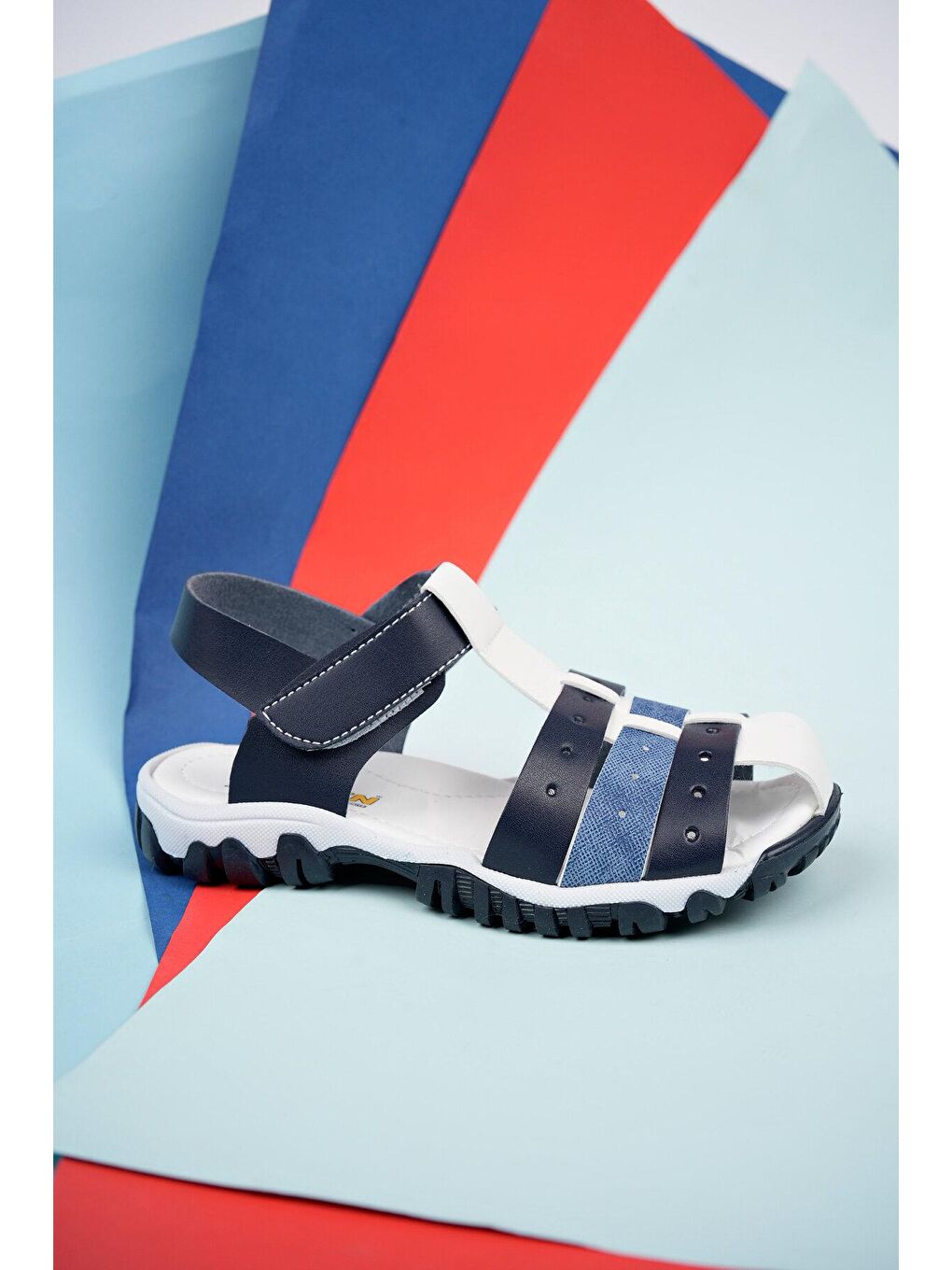 Mavi Muggo Erkek Çocuk  Günlük Yazlık Ortopedik Kaymaz Hafif Taban Cırtlı Sandalet-2