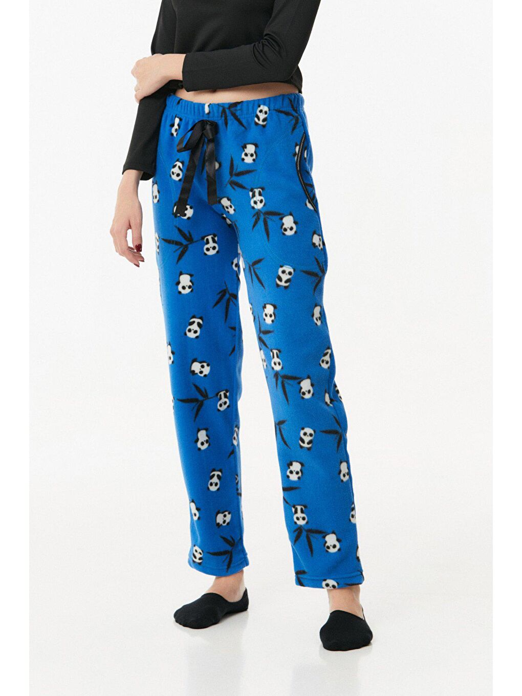 Fullamoda Saks Panda Baskılı Cepli Polar Pijama Altı - 2