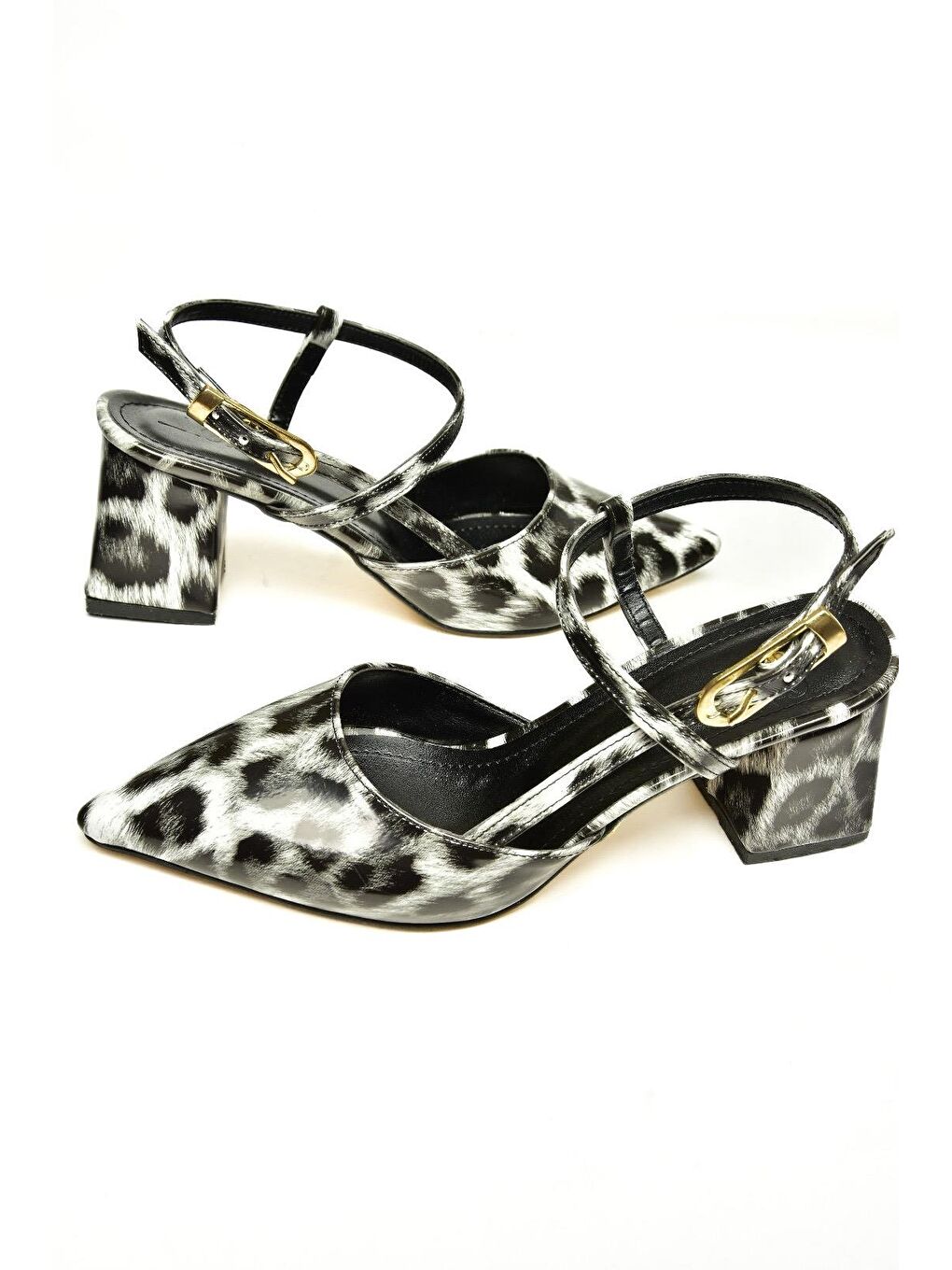 U9981449 Siyah/Beyaz Kadın Topuklu Ayakkabı-2